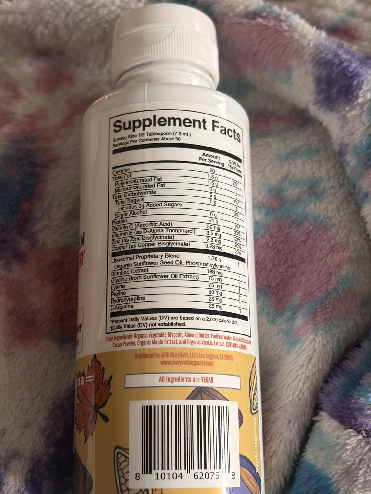 MaryRuth's Vegan Collagen Booster Liposomal | Sugar Free | Liquid Collagen Booster with Vitamin C | 250mg Amino Acids | Skin Care & Joint Support Supplement | Vegan | Non-GMO | Gluten Free | 7.6 Fl Oz customer photo 1