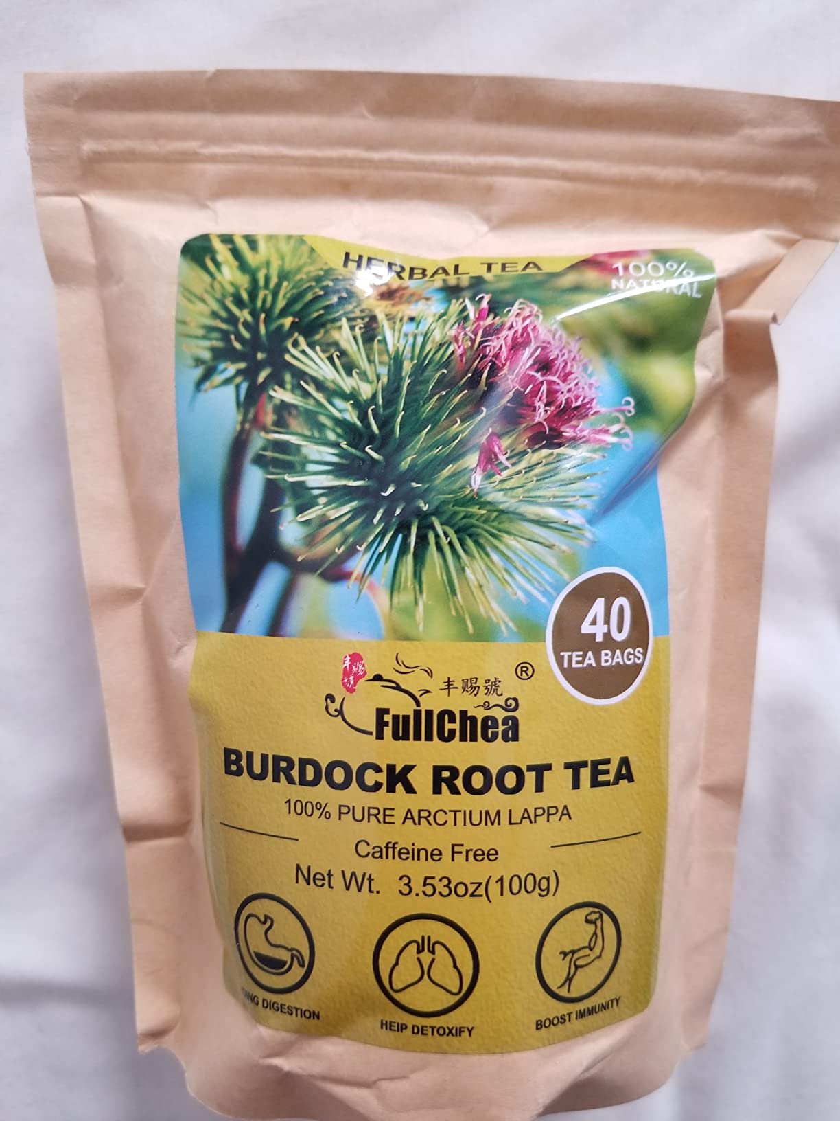 FullChea - Burdock Root Tea Bags, 40 Teabags, 2.5g/bag - Premium Burdock Root - Non-GMO - Naturally Caffeine-free Herbal Tea - Aid in Digestion & Improving Liver Health customer photo 2