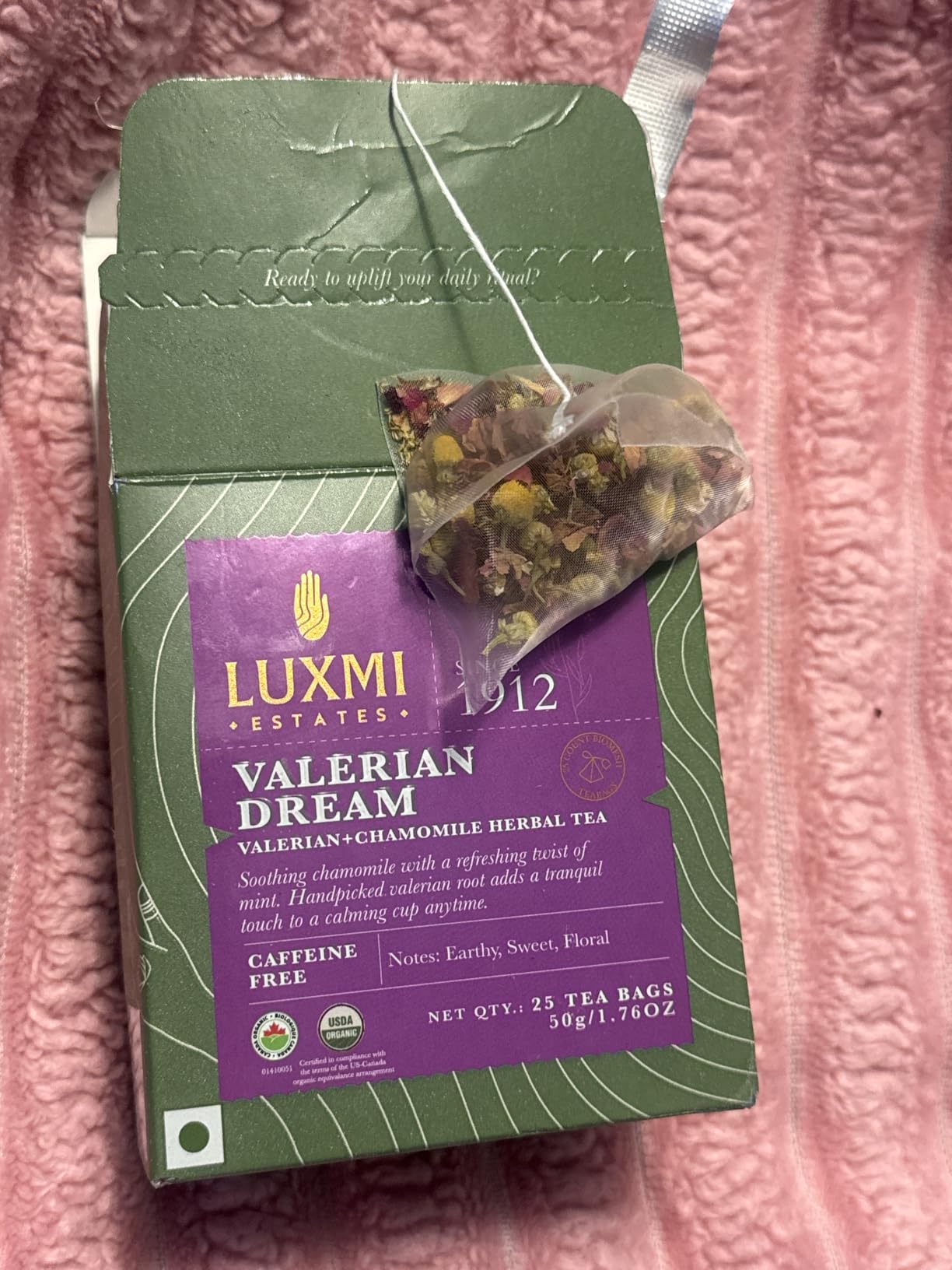 Luxmi Estates - Valerian Dream - Organic Valerian Root Tea for Sleep (25 Tea Bags, Valerian Root) customer photo 2