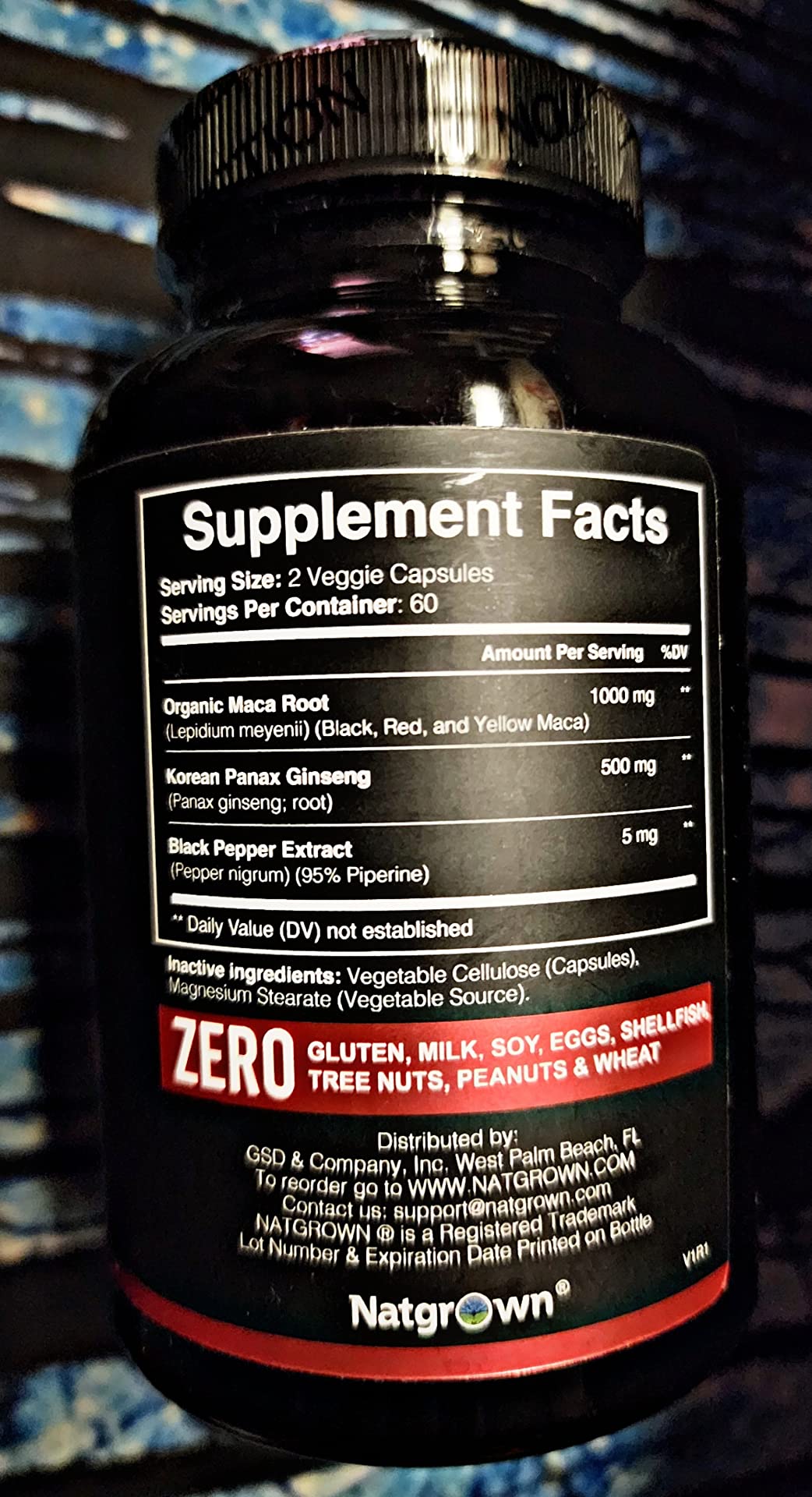 Natgrown Black Maca Root + Panax Ginseng Powder Capsules 1500 mg with Black Peruvian Maca Root & Korean Panax Ginseng Supplement for Men and Women - Vegan Pills (120 Count) customer photo 2