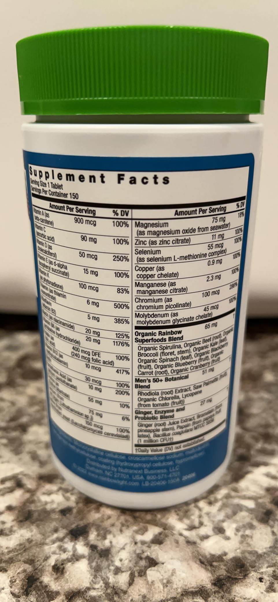 Rainbow Light Mens Multivitamin One + for 50 Plus | 150 Caplets | Supports Muscle Health | with Vitamins C, D, and Zinc | Real Food Nutrients, Digestive Enzymes & Probiotics customer photo 1