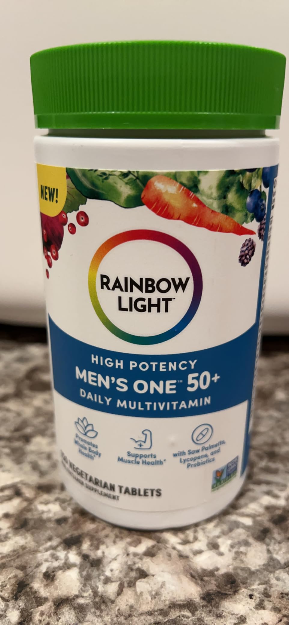 Rainbow Light Mens Multivitamin One + for 50 Plus | 150 Caplets | Supports Muscle Health | with Vitamins C, D, and Zinc | Real Food Nutrients, Digestive Enzymes & Probiotics customer photo 2
