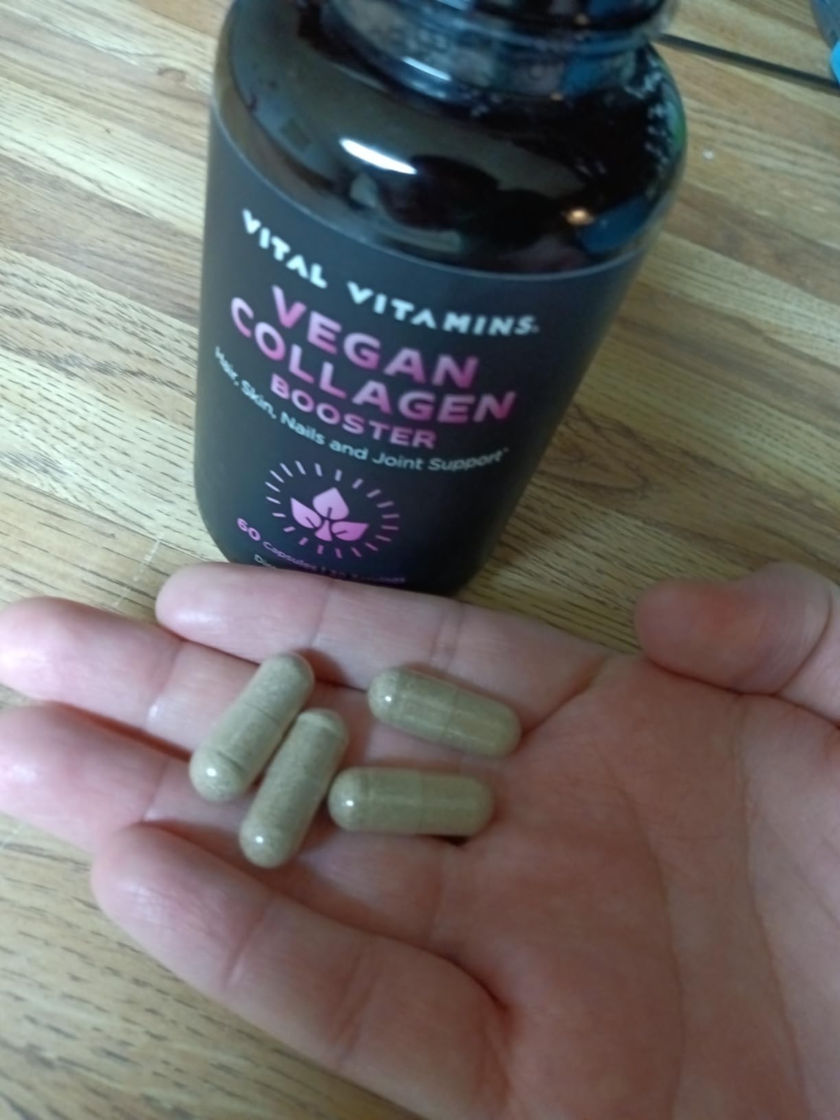 Vital Vitamins Vegan Collagen Booster - with Silica and Hyaluronic Acid - Plant-Based Collagen Supplements - Supports Hair, Skin, Nails & Joints - 60 Capsules customer photo 1