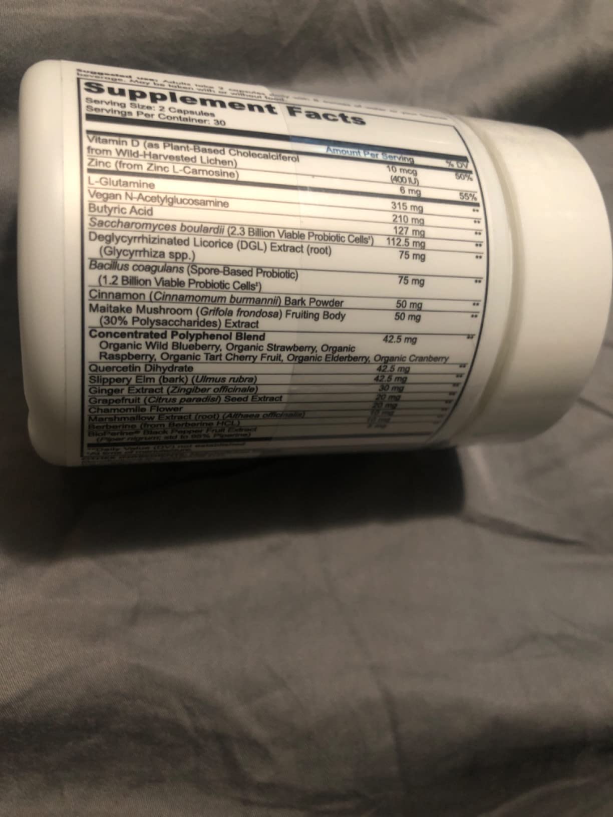 Codeage Leaky Gut Supplement, L-Glutamine, N-Acetylglucosamine, Probiotic, Butyric Acid, Polyphenols, Quercetin, DGL, Marshmallow Root, Berberine, BioPerine, Cinnamon, Vegan, Non-GMO, 60 Capsules customer photo 2