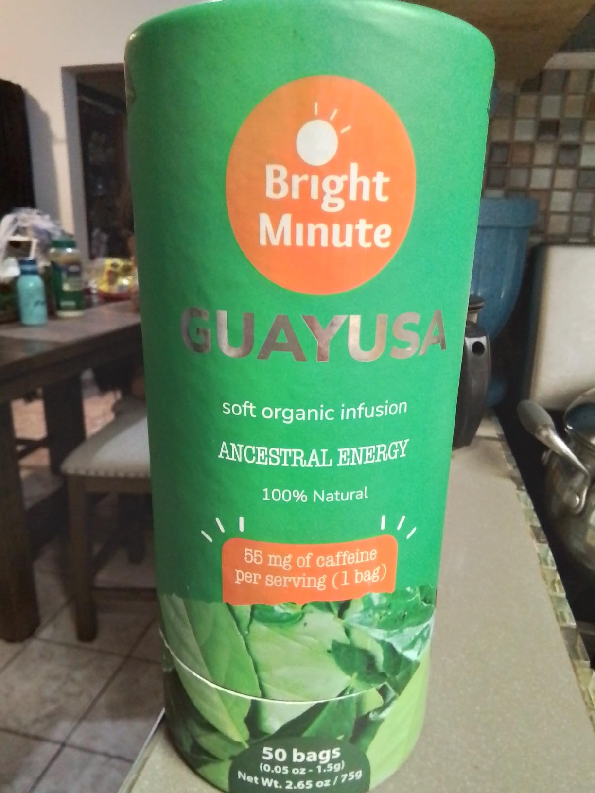 Bright Minute Guayusa infusion 50 teabags | Coffee Alternative & Addition | 55mg of natural caffeine per small 1.5G (0.05OZ) bag, Calm and Wakeful Energy Boost! customer photo 2