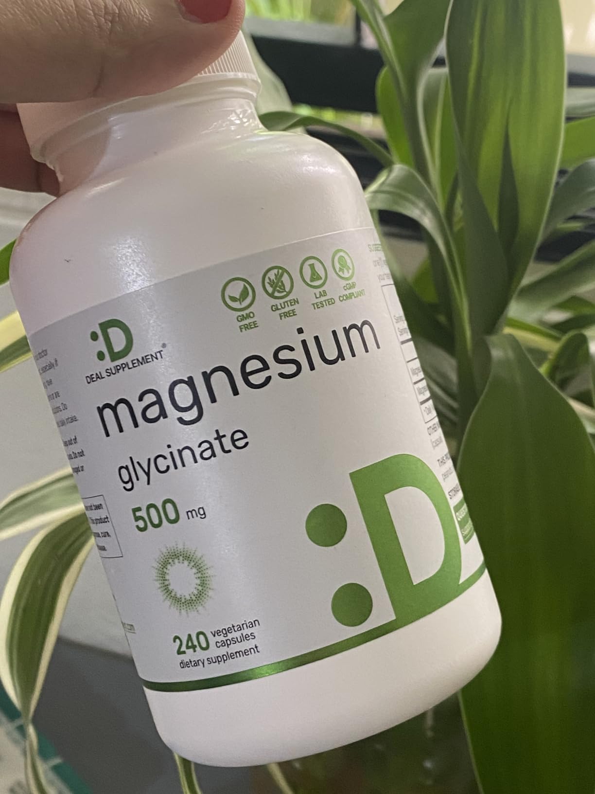 Deal Supplement Magnesium Glycinate 500mg, 240 Veggie Capsules | 100% Chelated for Easy Absorption | Essential Mineral Supplement | Non-GMO, Gluten-Free customer photo 1