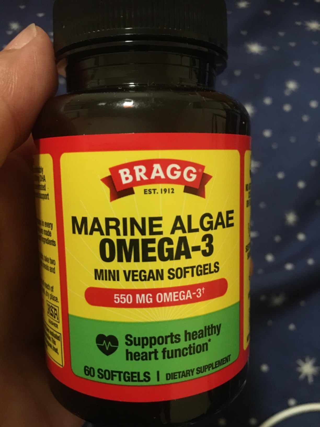 Bragg Omega-3 Supplement Capsules with DHA and EPA - 60 Vegan Softgels - Sustainably-Sourced Marine Algae - Supports Eye and Brain Health customer photo 1