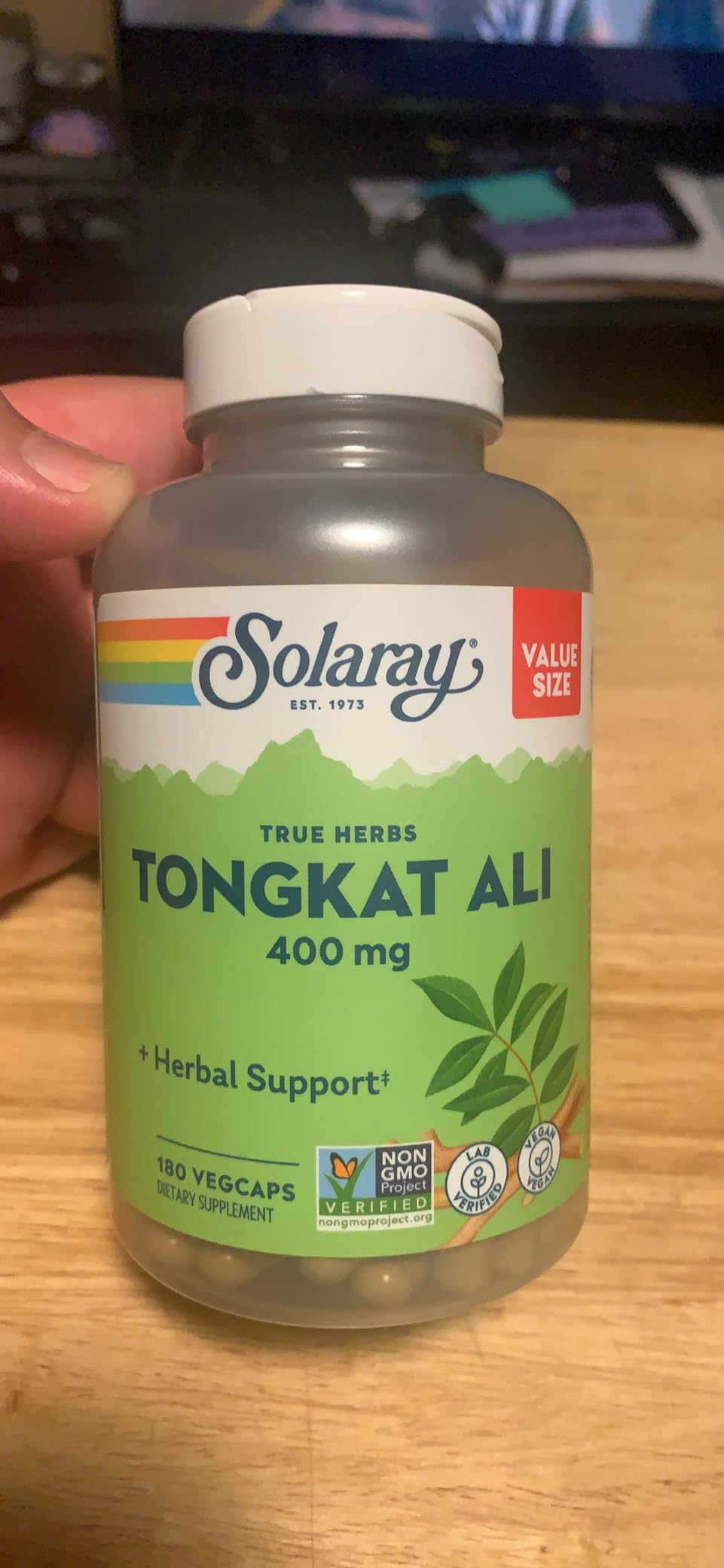 SOLARAY Tongkat Ali 400 mg - Longjack Tongkat Ali for Men - Herbal Support for Men's Health and Vitality - Vegan, Non-GMO, Lab Verified - 180 Servings, 180 VegCaps customer photo 1