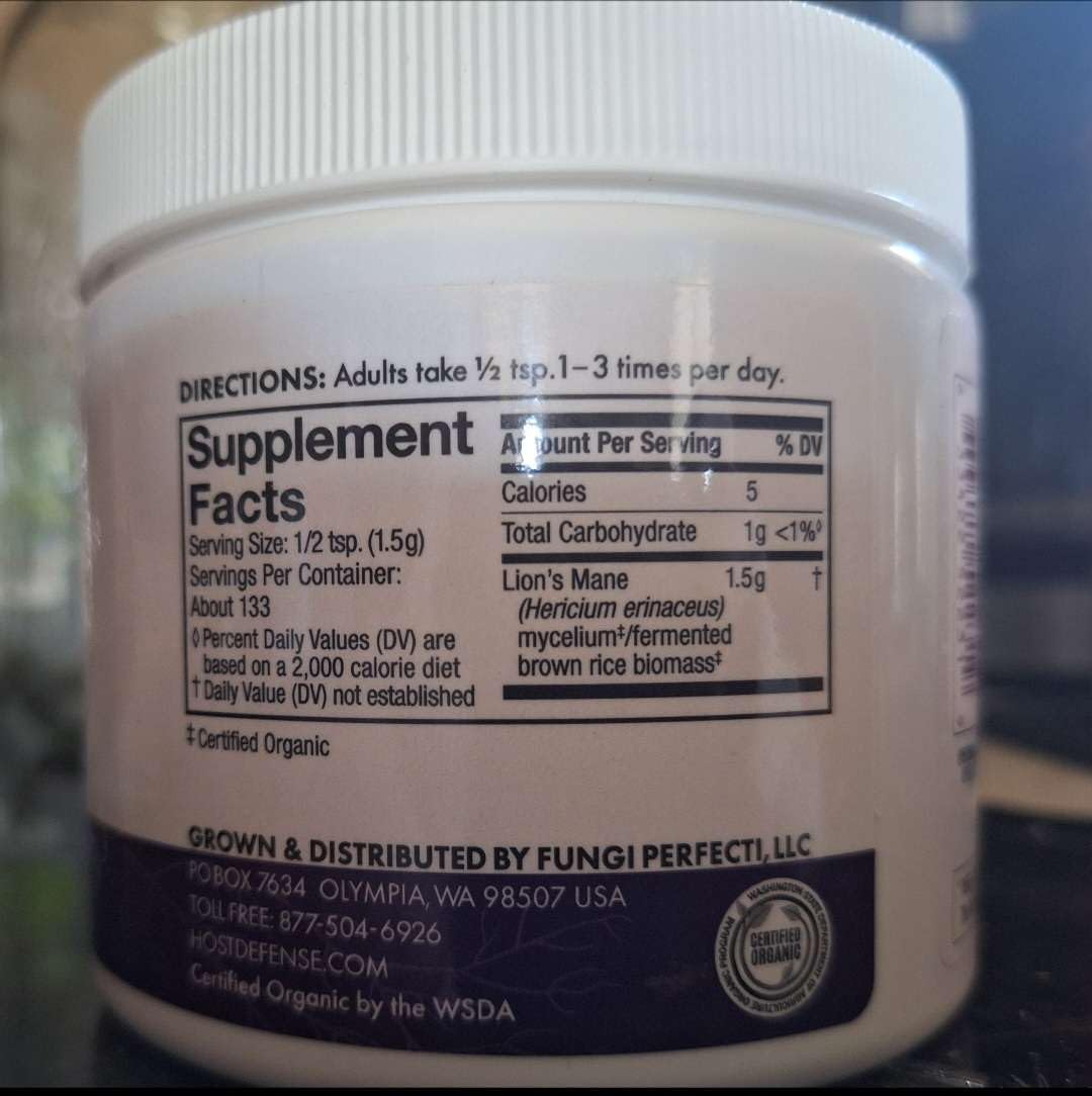 Host Defense Lion's Mane Powder - Brain Health Support Supplement - Mushroom Supplement to Support Focus & Memory Function - Immune & Nervous System Support Supplement - 7 oz (133 Servings) customer photo 2