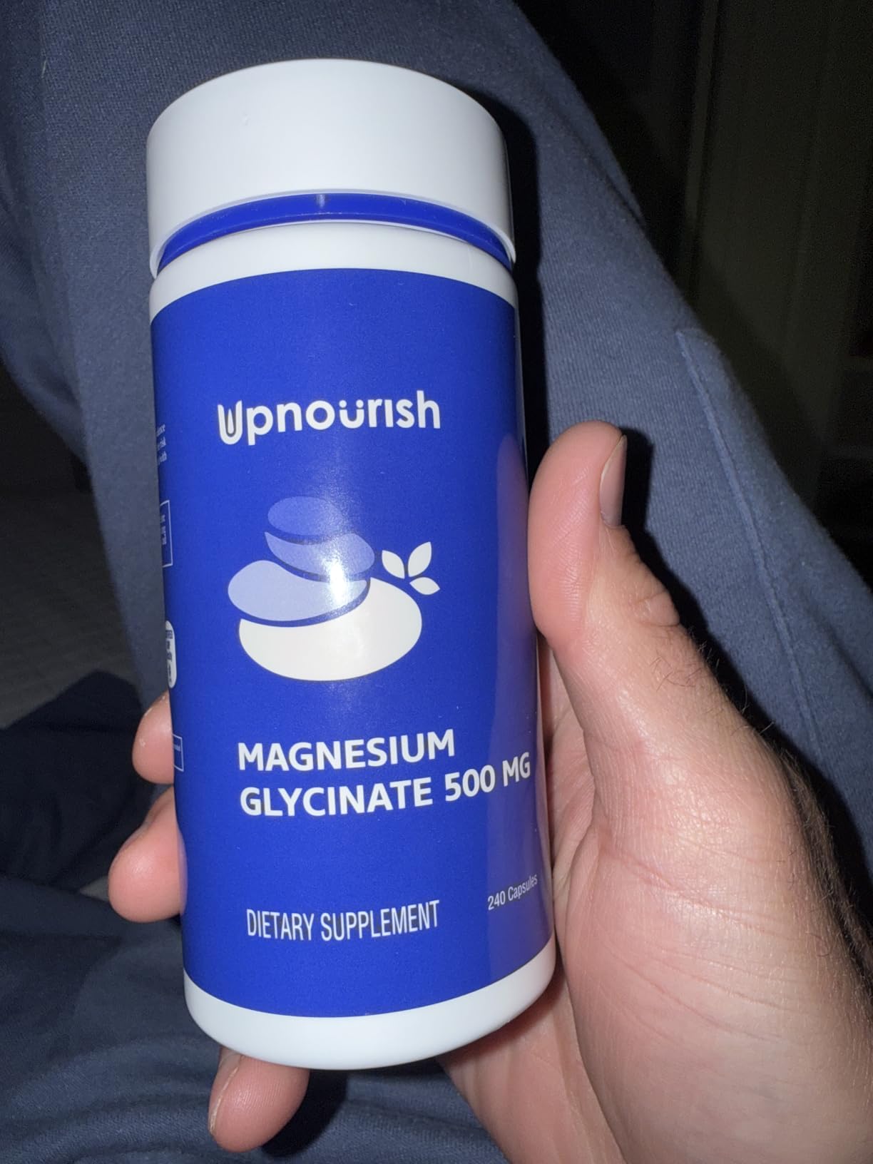 UpNourish Magnesium Glycinate Chelate 500mg Capsules - Highly Absorbable Chelated Magnesium - Pure Magnesium Supplement for Sleep & Calm Support, Nervous, Muscle & Bone Health customer photo 1
