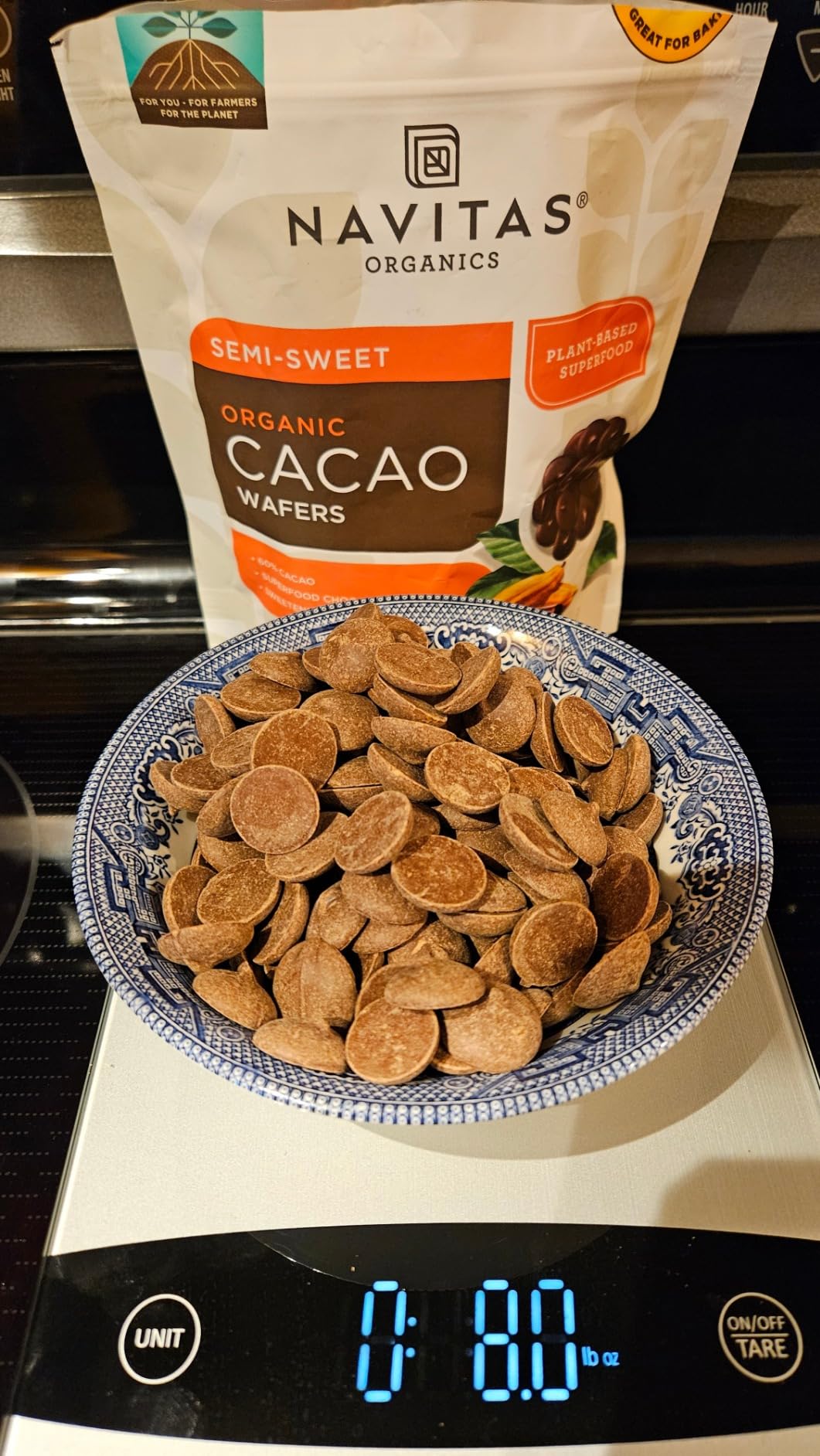 Navitas Organics Semi-sweet Cacao Wafers - 60% Cocoa - Dark Chocolate for Baking & Snacking - Ethically Sourced Chocolate - USDA Organic, Fairtrade, Non GMO, Gluten Free (8oz. Bag, 17 Servings) customer photo 1
