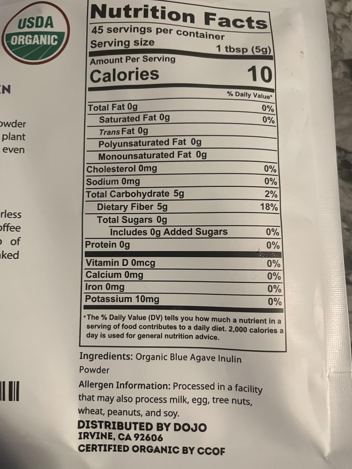 Kate Naturals Inulin Powder Organic from Blue Agave (8oz) Soluble Prebiotic Fiber for Coffee, Yogurt & Smoothies customer photo 1
