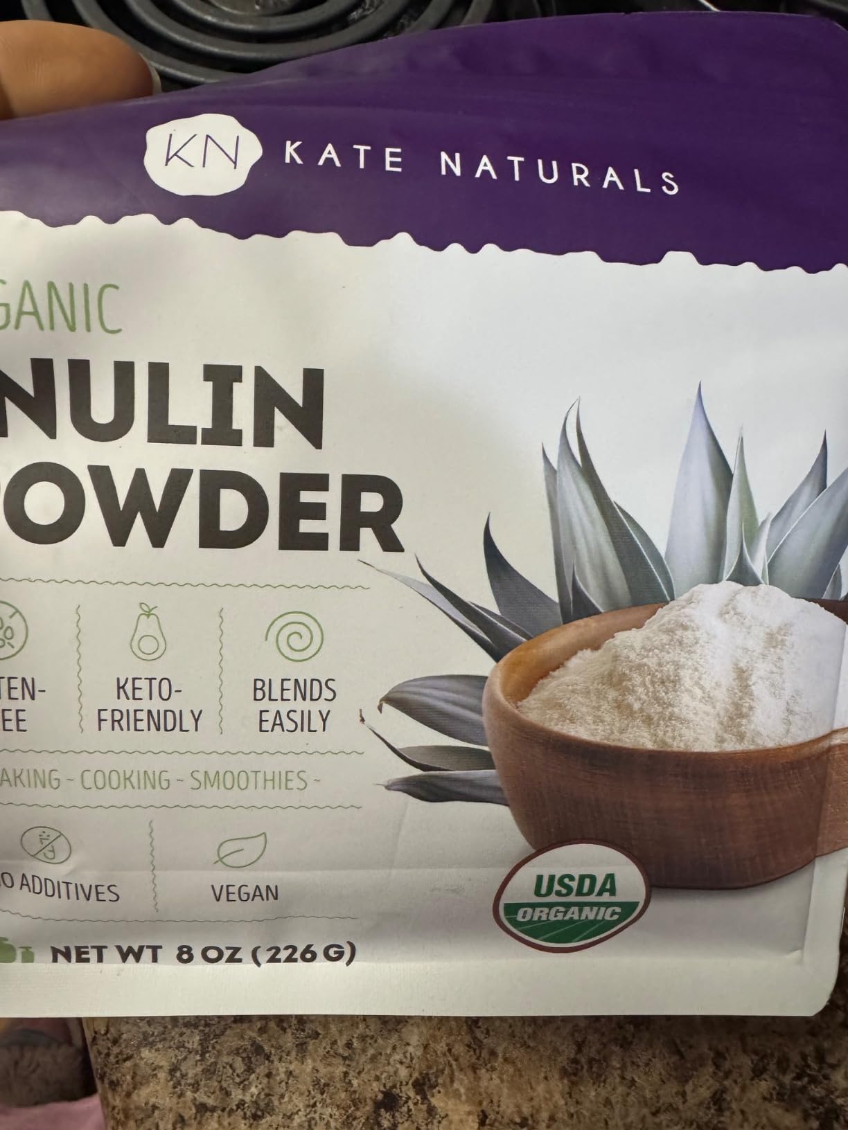 Kate Naturals Inulin Powder Organic from Blue Agave (8oz) Soluble Prebiotic Fiber for Coffee, Yogurt & Smoothies customer photo 2