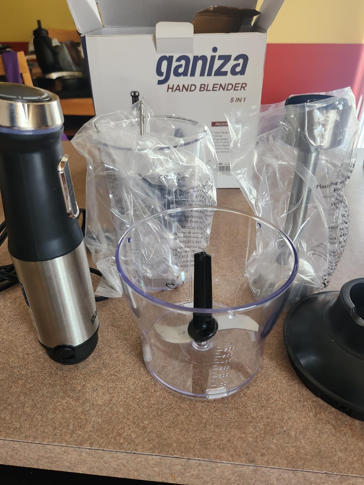Ganiza Immersion Blender 5 in 1 Hand Blender Max 1000W Heavy Duty Motor, 16 Speed Mode Handheld Blender Stainless Steel Blade With 800ml Mixing Beaker, 600ml Chopper, Whisk and Milk Frother customer photo 1