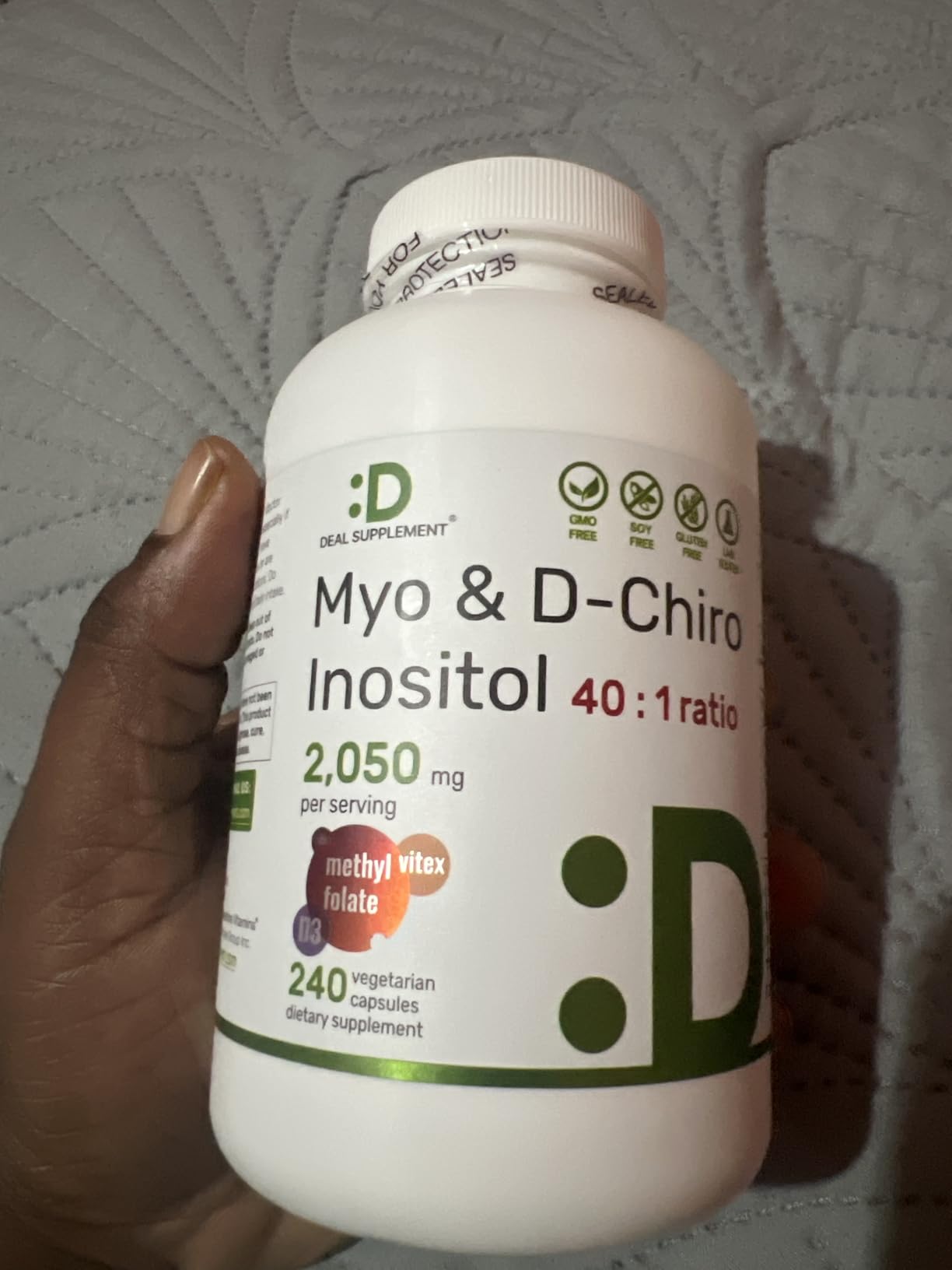 Myo-Inositol & D-Chiro Inositol Supplement for Women (40:1) | 2,050mg Per Serving | 240 Veggie Capsules | with Folate, Vitamin D3 & Vitex | Hormonal Balance & Cycle Support | Non-GMO customer photo 2