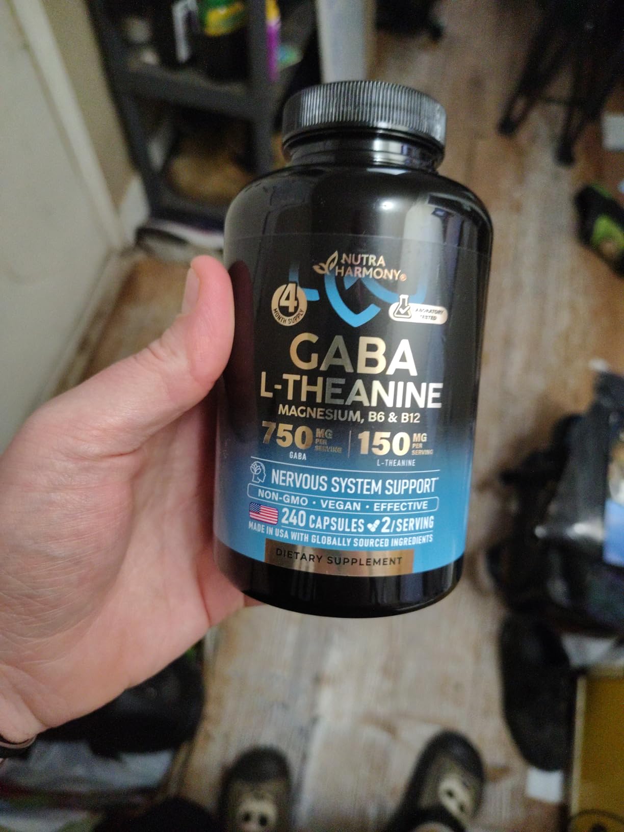 GABA L-Theanine 900 mg - Magnesium | Vitamin B6 - Calm, Sleep, Relaxation & Mood Support - Lab Tested - 750 mg Gamma AminoButyric Acid, 150 mg L-Theanine - Non-Habit Forming, Vegan - 120 Capsules customer photo 1