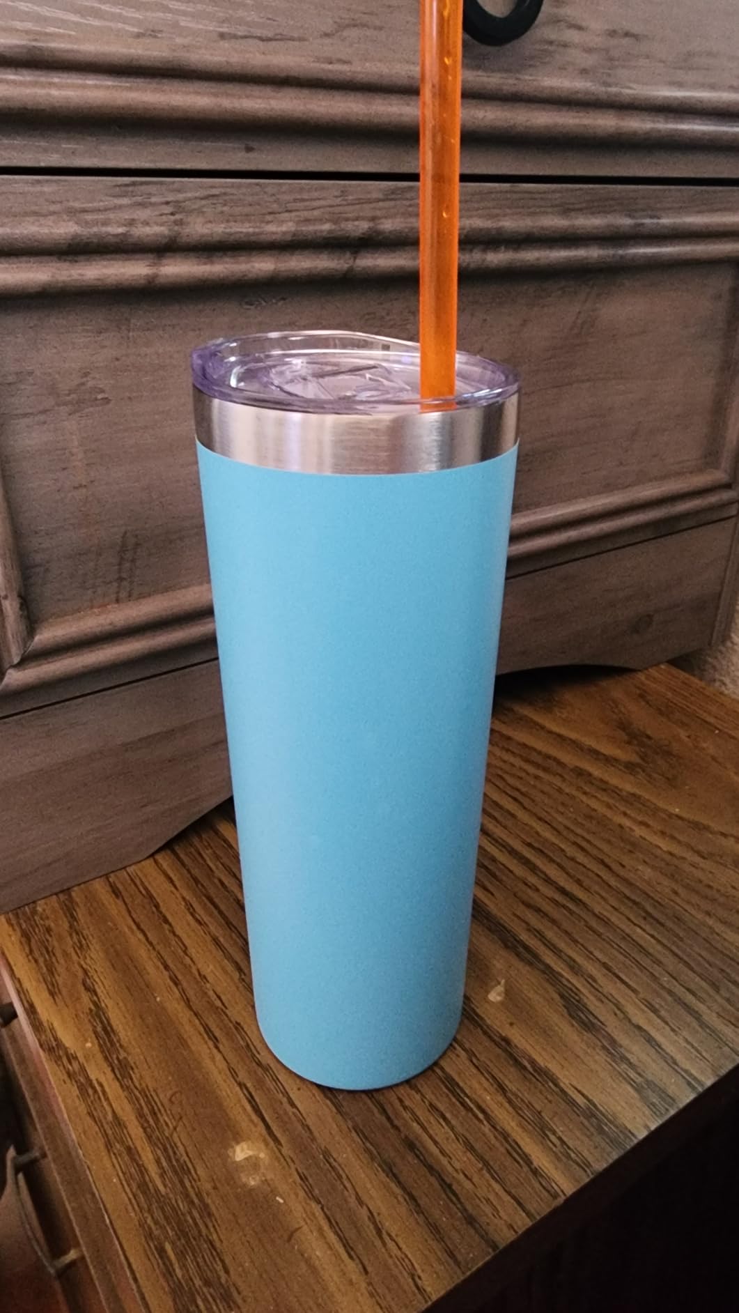 20 oz Skinny Tumbler with Lid and Straw, Stainless Steel Vacuum Insulated Tumbler Cup, Double Wall Leak-proof Coffee Mug, Travel Thermal Water Tumbler for Office, Outdoor (Silver) customer photo 1