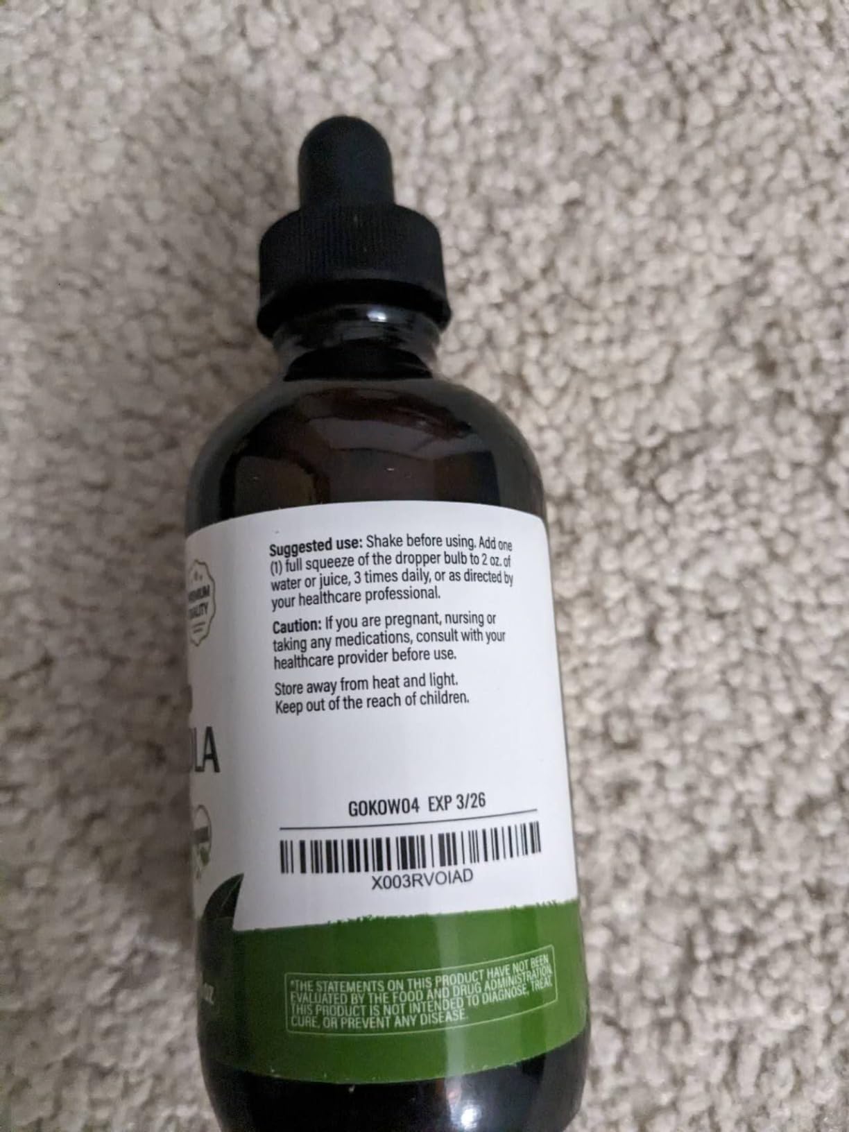 Wild & Organic Gotu Kola Extract Drops - Brain Support with Centella Asiatica Extract - Liquid Gotu Kola Supplement for Focus - Vegan, Sugar & Alcohol-Free Herb Tincture - 4 fl oz customer photo 1