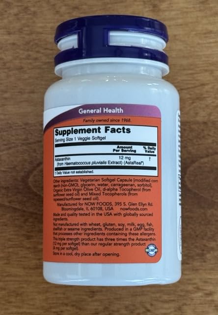 NOW Supplements, Triple Strength Astaxanthin 12 mg, Triple Strength, Brain Health, Helps Manage Eye Strain, 60 Veggie Softgels customer photo 2