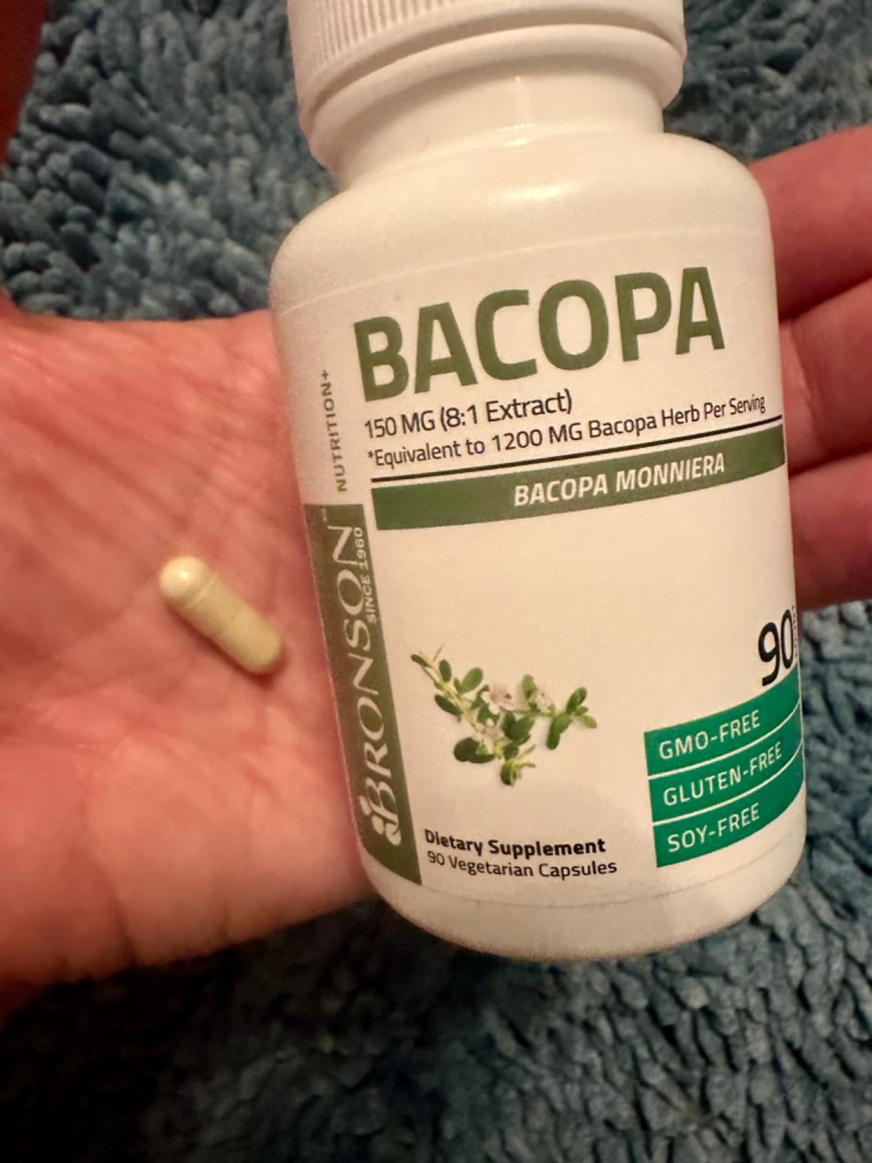 Bronson Bacopa Supports Healthy Brain Function and Mental Performance, Traditional Herb, Non-GMO, 90 Vegetarian Capsules customer photo 1