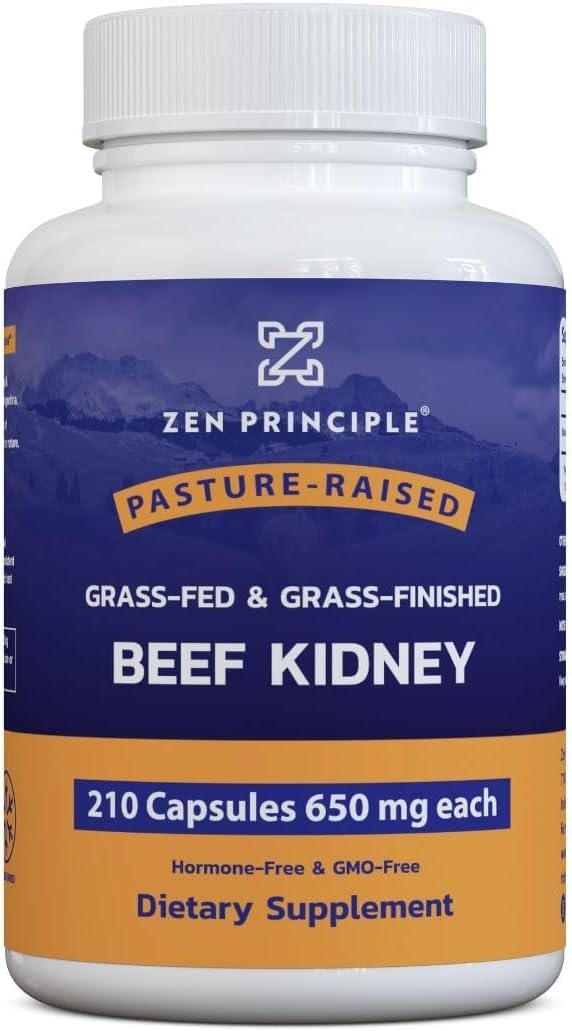 Zen Principle Grass Fed Beef Kidney Supplement, 210 Capsules, 3000 mg. DAO Enzyme for Histamine Health. Selenium and B12 for Thyroid Support. customer photo 2