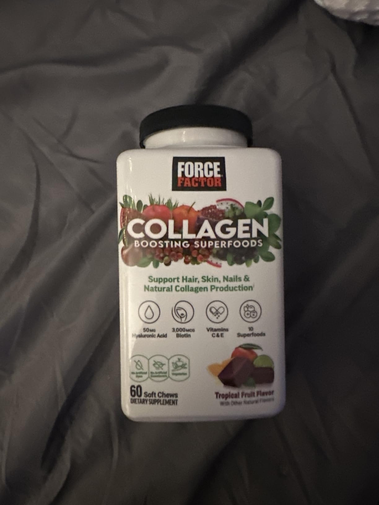 Force Factor Collagen Boosting Superfoods, Vegan Collagen Booster for Women, with Biotin, Hyaluronic Acid, and Vitamin C, for Hair, Skin, Nails, & Joint Support, Tropical Fruit, 60 Soft Chews customer photo 2