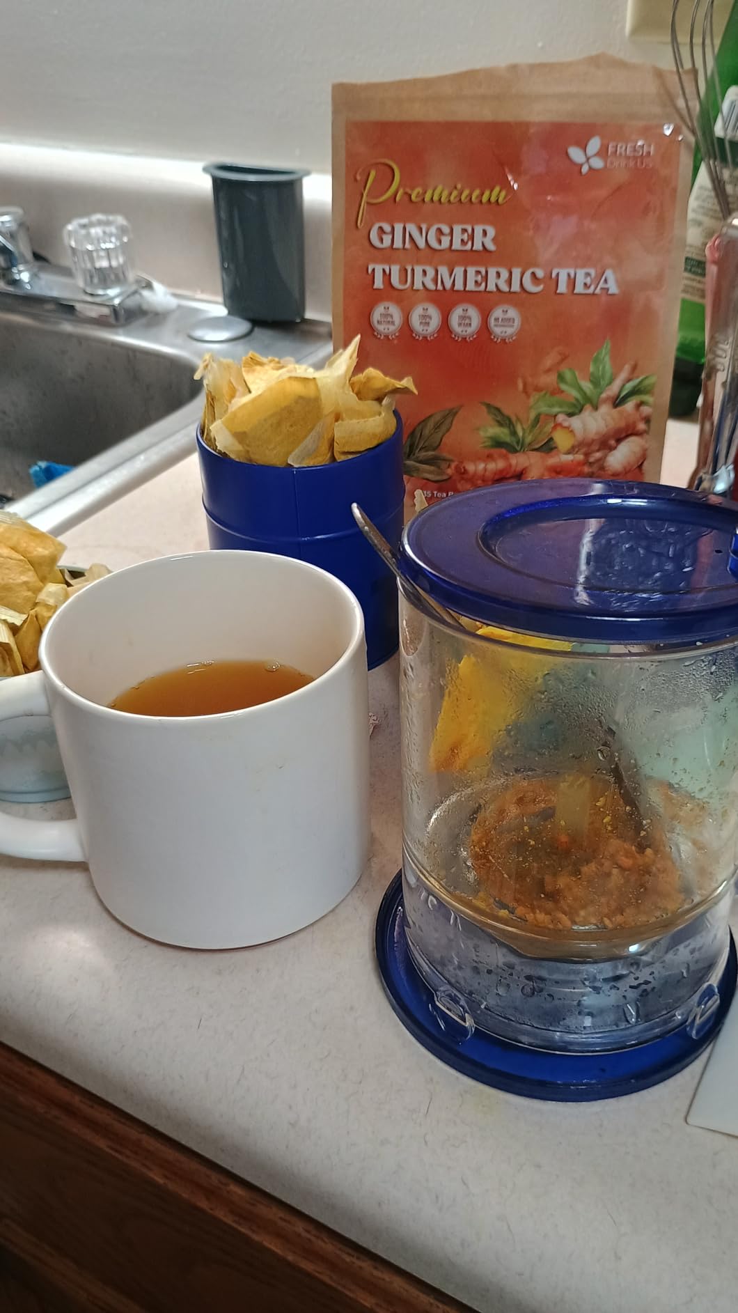 FreshDrinkUS, 150 Premium Ginger Tea Bags, Non GMO, 100% Natural & Pure from Ginger Root, Root Herbal Tea. No Sugar, No Caffeine, No Gluten, Vegan. Support Stronger Digestion, Pleasantly Spicy & Warming customer photo 2