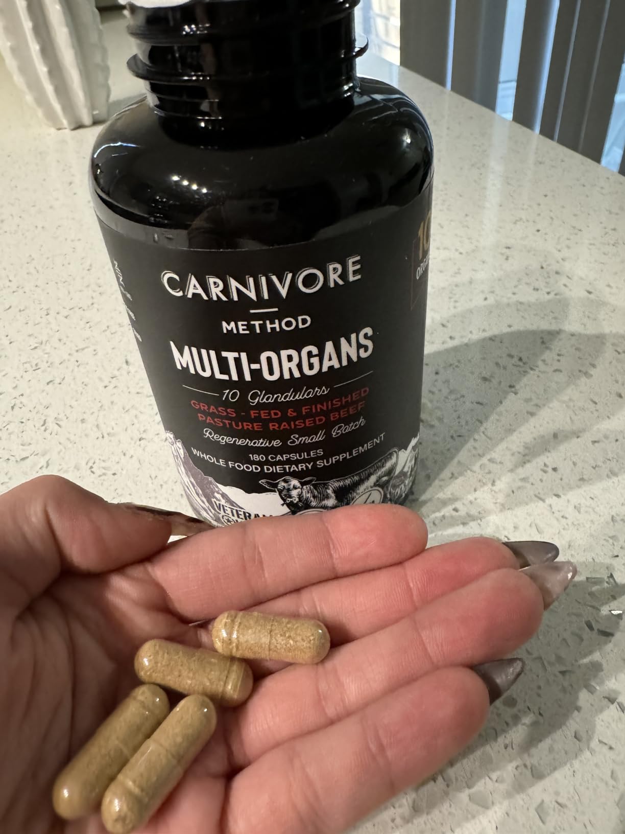 Beef Organ Supplement Complex - 10 Carnivore Grass Fed Proprietary Blend of Liver, Marrow, Brain, Thymus, Spleen, Kidney, Colostrum, Heart, Pancreas, Gallbladder - 180 Caps customer photo 2