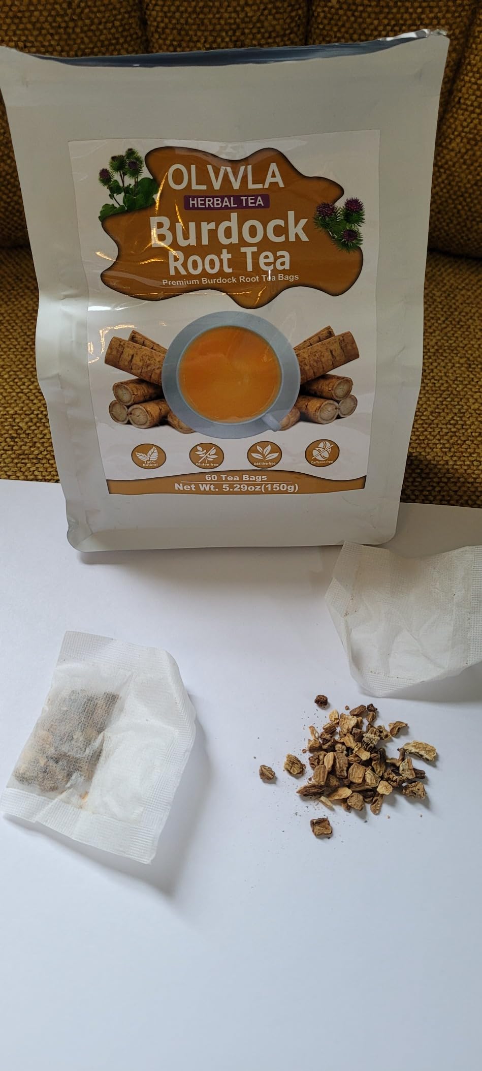 Olvvla - Premium Burdock Root Tea - 2.5g X 60 Count - 100% Pure Natural Burdock Herbal Tea bags - Caffeine-free Burdock Tea - Help to Detox & Digestive Support customer photo 2