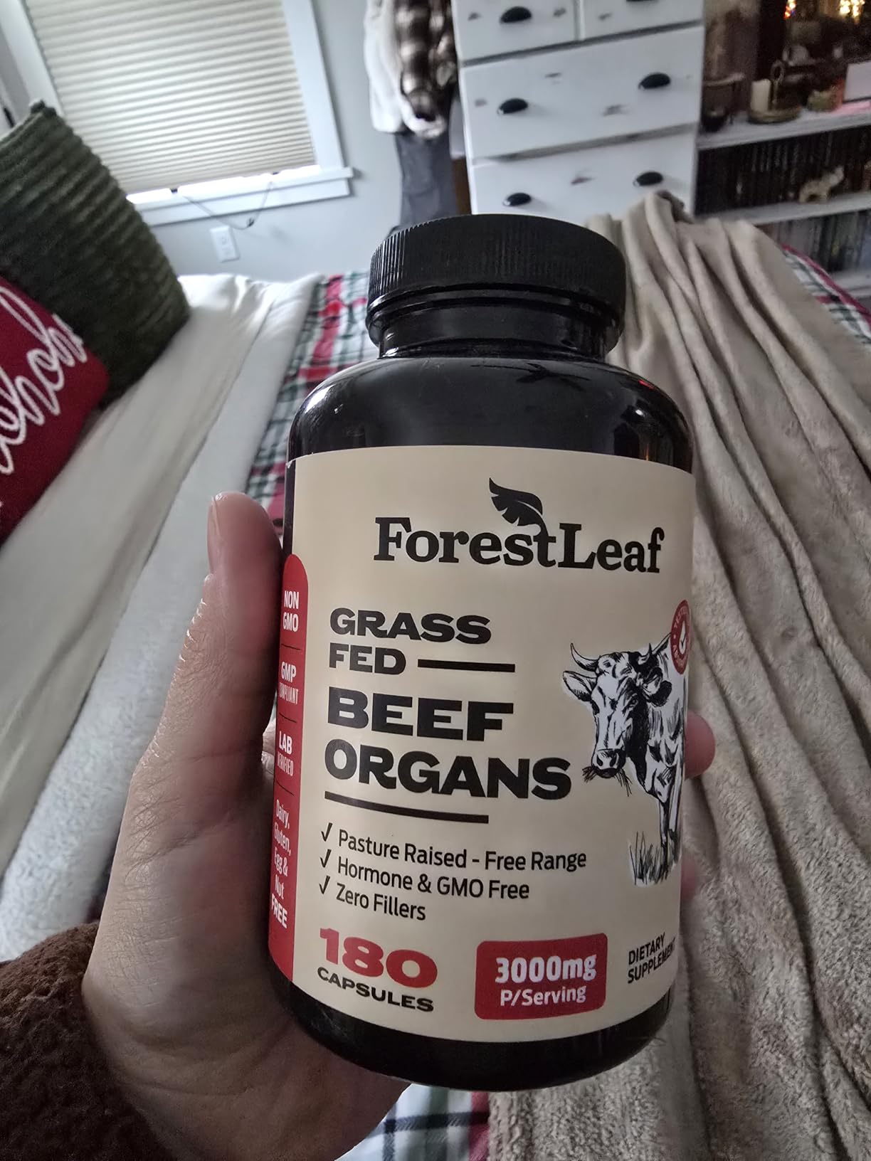 ForestLeaf Beef Organ Supplement - Grass Fed & Pasture Raised - Total Body Wellness & Performance, Organ Complex with 3000mg of Desiccated Beef Liver, Heart, Kidney, Pancreas, Spleen (180 Capsules) customer photo 1