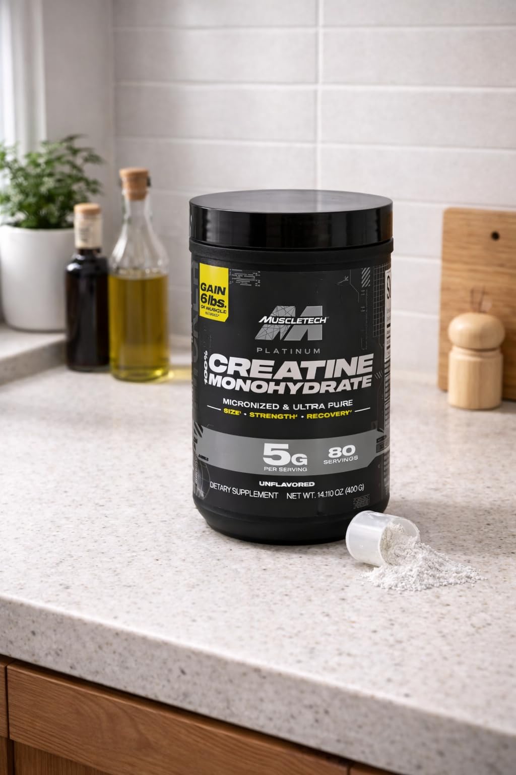 Muscletech Platinum Creatine Monohydrate Capsules - Creapure Creatine Pre & Post Workout Muscle Builder, Muscle Recovery & Energy Boosting Supplement for Men & Women - 100 Veggie Pills customer photo 1