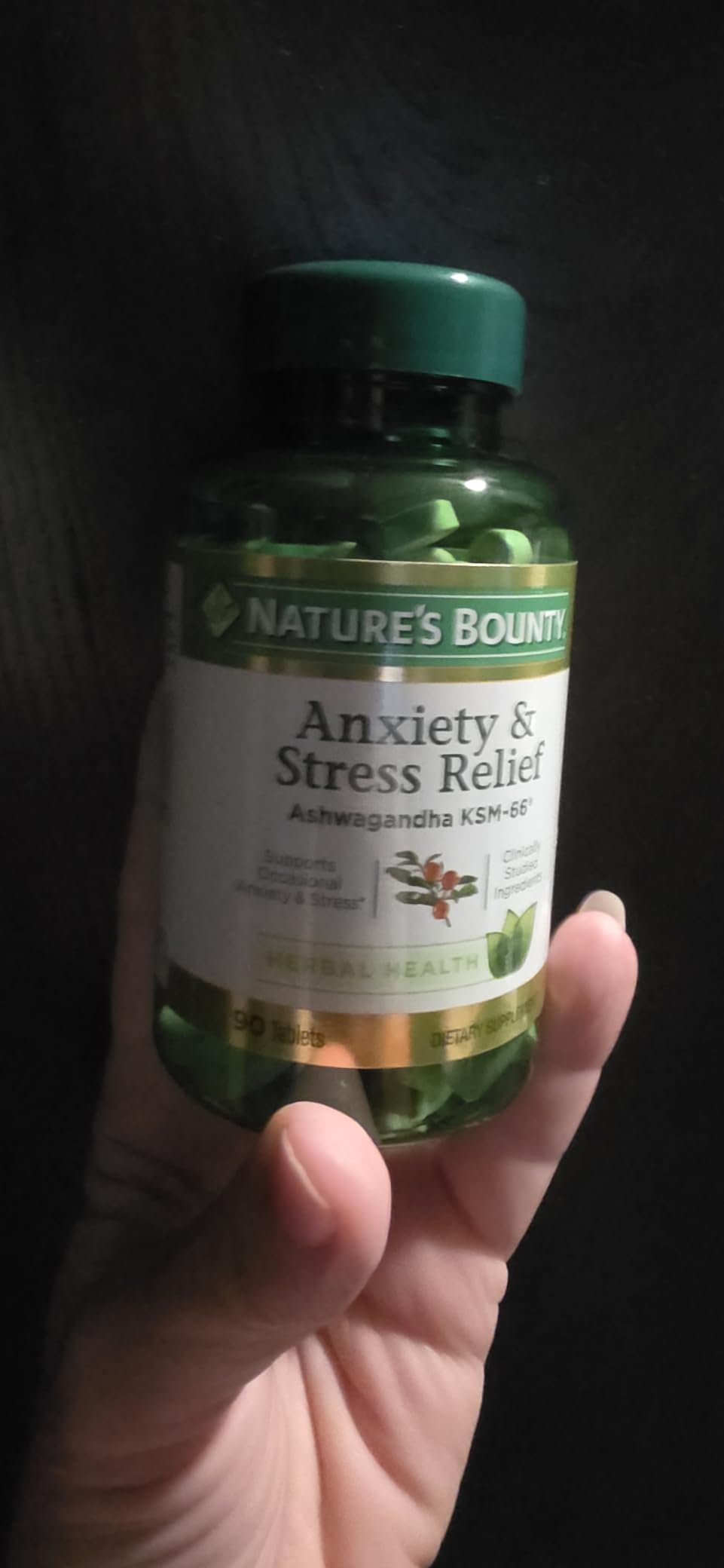 Nature's Bounty Stress Relief, Ashwagandha KSM-66, Supports Occasional Stress Relief, Dietary Supplement, 2 Tablets per Day, Vegetarian Tablets, Gluten Free, 90 Ct customer photo 1