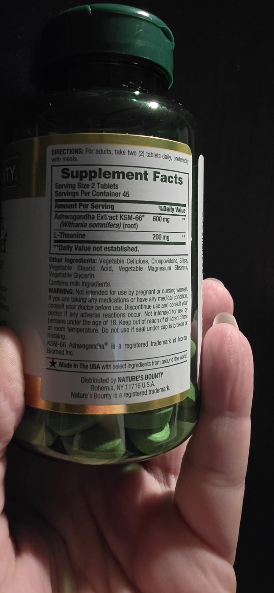 Nature's Bounty Stress Relief, Ashwagandha KSM-66, Supports Occasional Stress Relief, Dietary Supplement, 2 Tablets per Day, Vegetarian Tablets, Gluten Free, 90 Ct customer photo 2