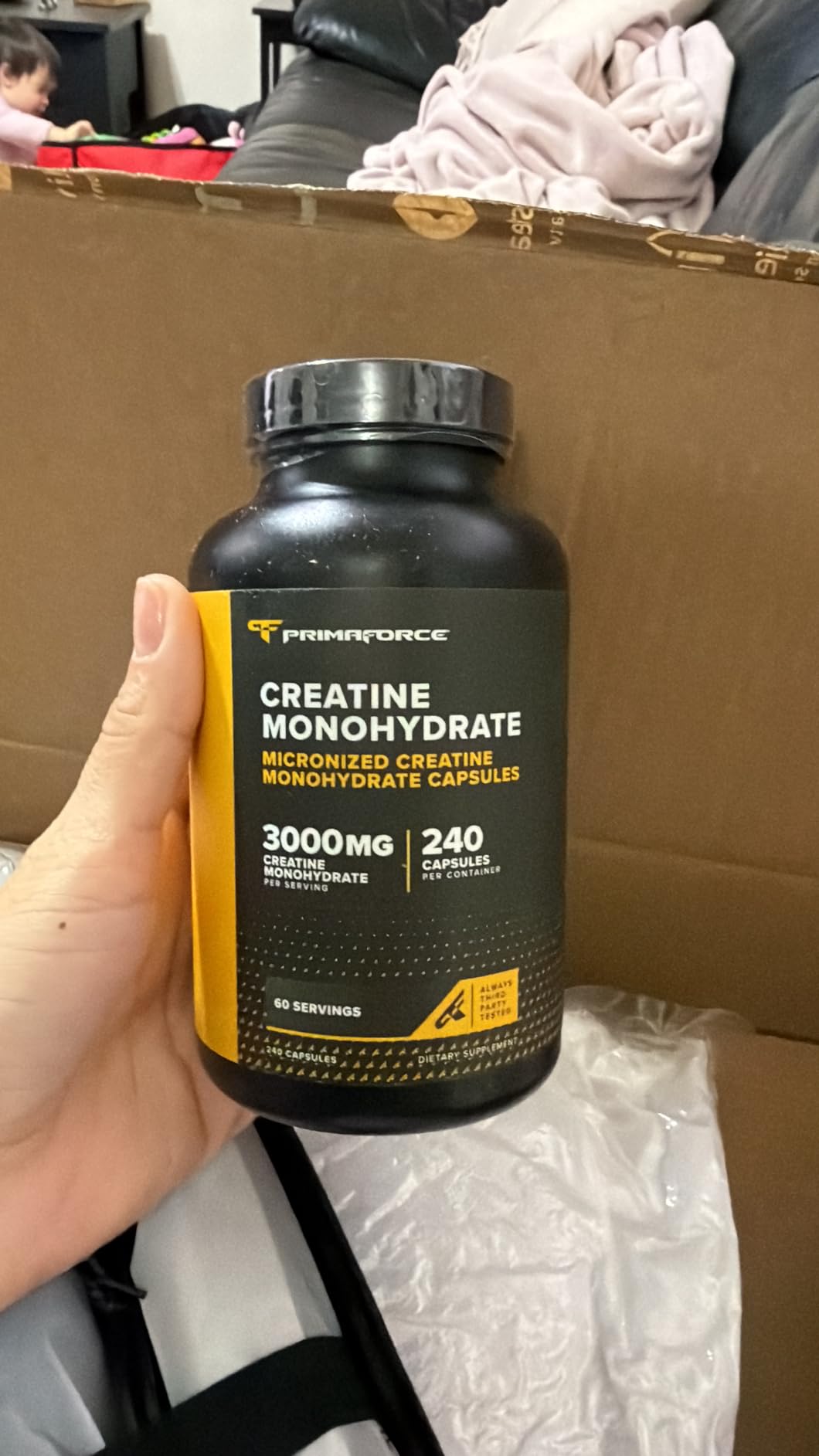 Primaforce Creatine Monohydrate Capsules - 240 Capsules, 3,000mg per Serving, Gluten Free and Non-GMO customer photo 2
