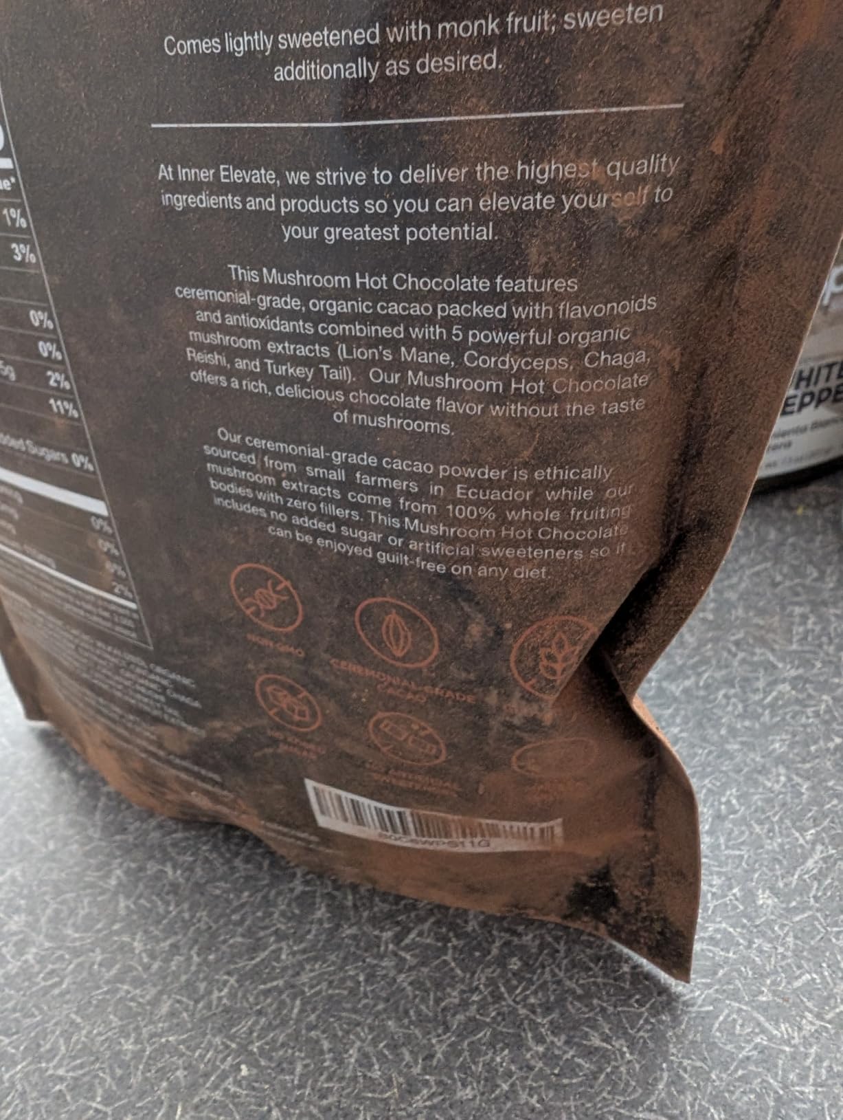 Inner Elevate Mushroom Hot Chocolate Superfood - Ceremonial Cacao with 5 Mushrooms (Lion's Mane, Cordyceps, Chaga, Reishi, Turkey Tail) - Great as a Coffee Alternative, Hot Chocolate, or Smoothie (30 Servings) customer photo 1