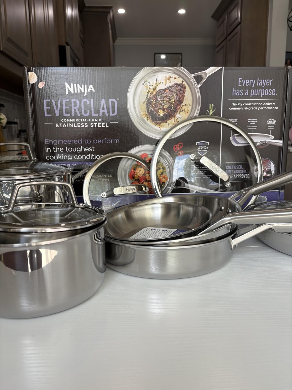 Ninja EverClad Stainless Steel Cookware 12 Piece Pots & Pans Set, All Stovetops & Induction, Oven Safe to 600F, Tri-Ply Commercial-Grade customer photo 2