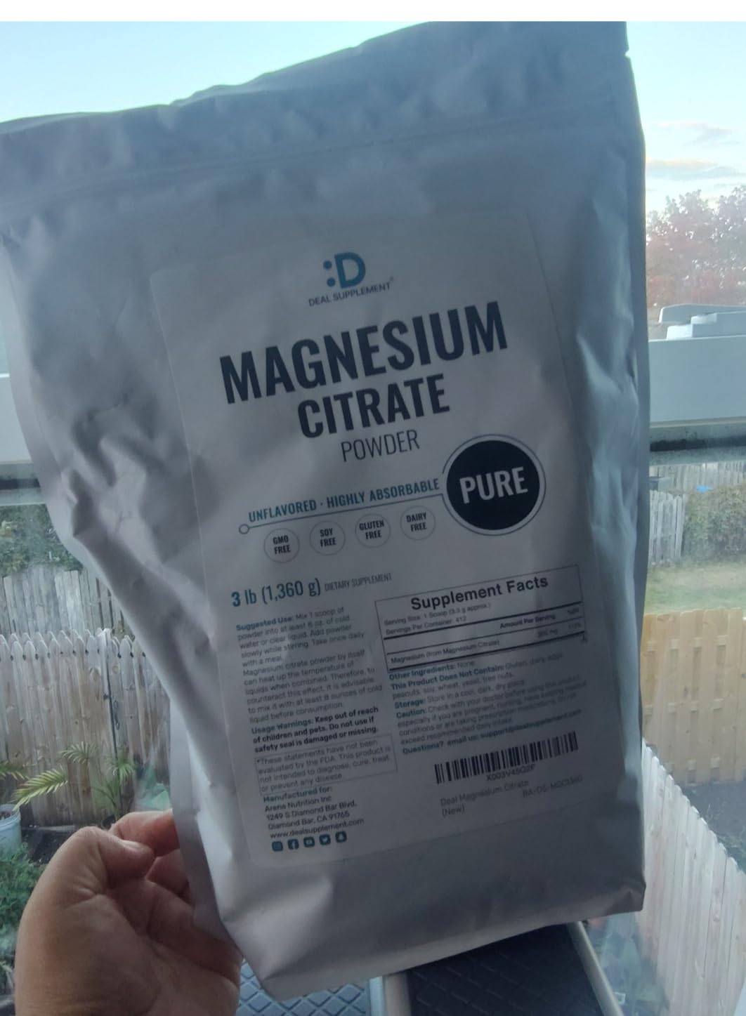 DEAL SUPPLEMENT Magnesium Citrate Powder 500mg, 3lbs - Unflavored, Easily Absorbed - Purified Trace Mineral for Muscle, Heart, & Digestive Support - Non-GMO, Filler Free customer photo 1
