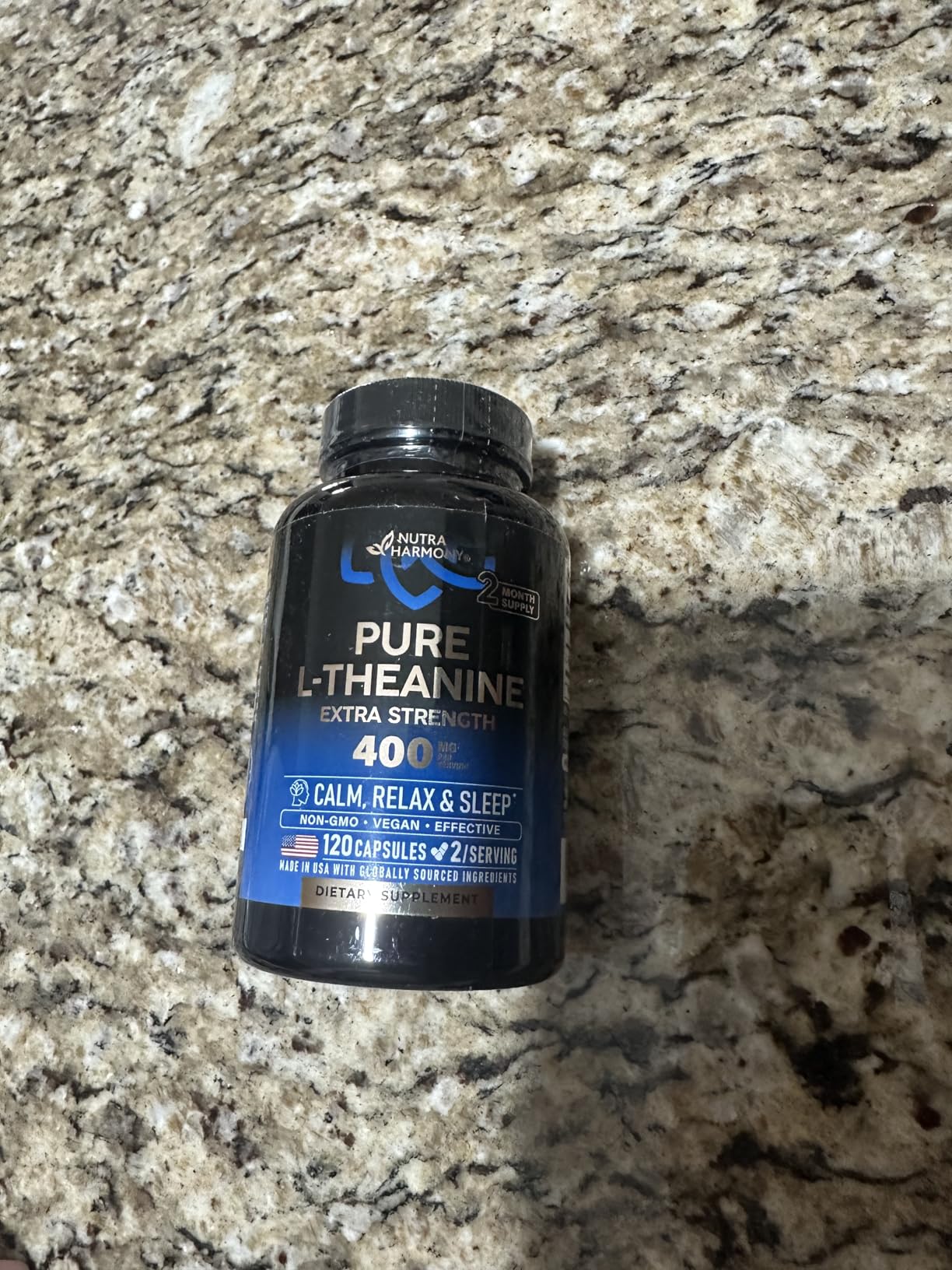 L Theanine 400 mg | L-Theanine Stress Relief | Extra Strength Supplement | Lab Tested | Relaxation, Sleep & Calm Support | For Men & Women | Plant Based, Non-GMO & Gluten-Free | 120 Vegan Capsules customer photo 1