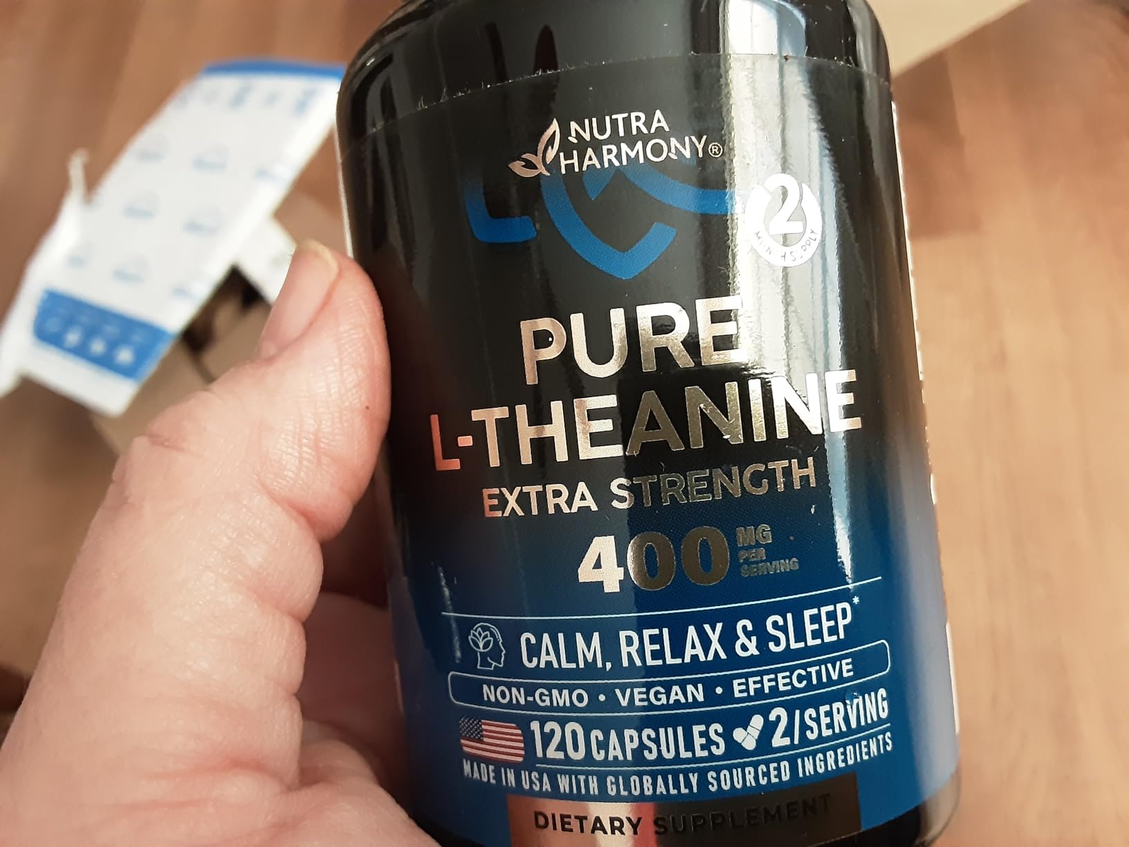 L Theanine 400 mg | L-Theanine Stress Relief | Extra Strength Supplement | Lab Tested | Relaxation, Sleep & Calm Support | For Men & Women | Plant Based, Non-GMO & Gluten-Free | 120 Vegan Capsules customer photo 2
