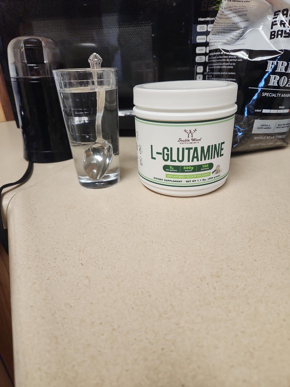 L Glutamine Powder 1.1lbs (100 Servings of 5 Grams Each - Third Party Tested L-Glutamine Powder) Unflavored, Keto, Vegan Friendly (with Scoop) for Exercise Endurance and Gut Health by Double Wood customer photo 2