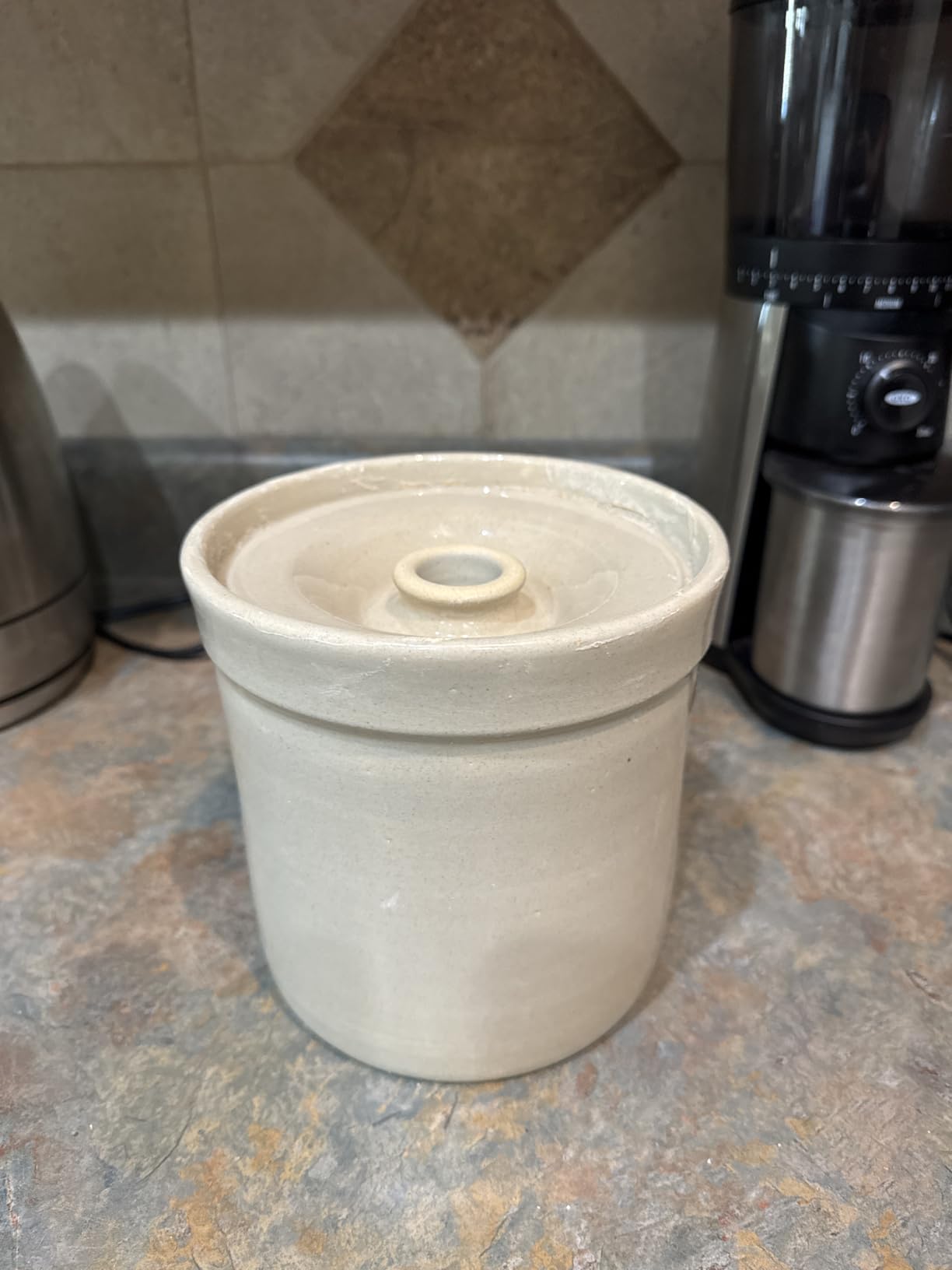Humble House Sourdough Bread Starter Kit 1 Gallon Sauerkrock Open Ceramic Crock with lid 3.75 Liter Large Capacity 128 Ounce Jar for the perfect sour dough bread - baking supplies Made in America customer photo 1