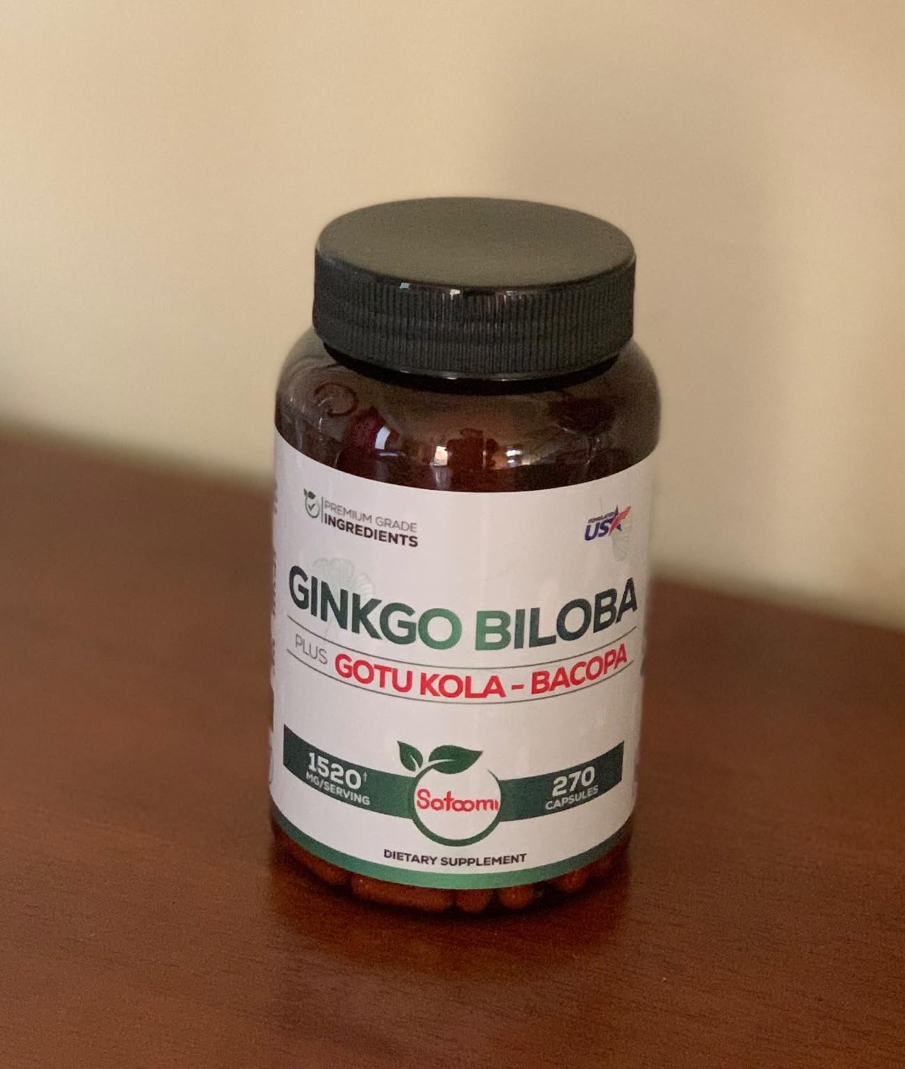 1520mg Ginkgo Biloba Supplements with Gotu Kola Leaf, Bacopa Monnieri - 270 Capsules - Extra Strength Support for Brain Health, Memory Function, Focus & Vision Quality - 3 Month Supply customer photo 1