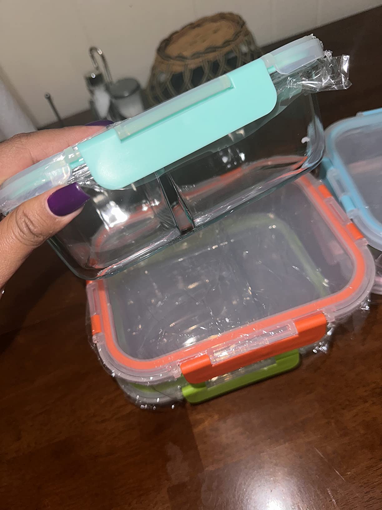 C CREST 5-Pack, 3 Compartment Glass Meal Prep Containers Set, 34oz, Divided Glass Food Storage Containers with Lids, Glass Lunch Box with Dividers customer photo 2