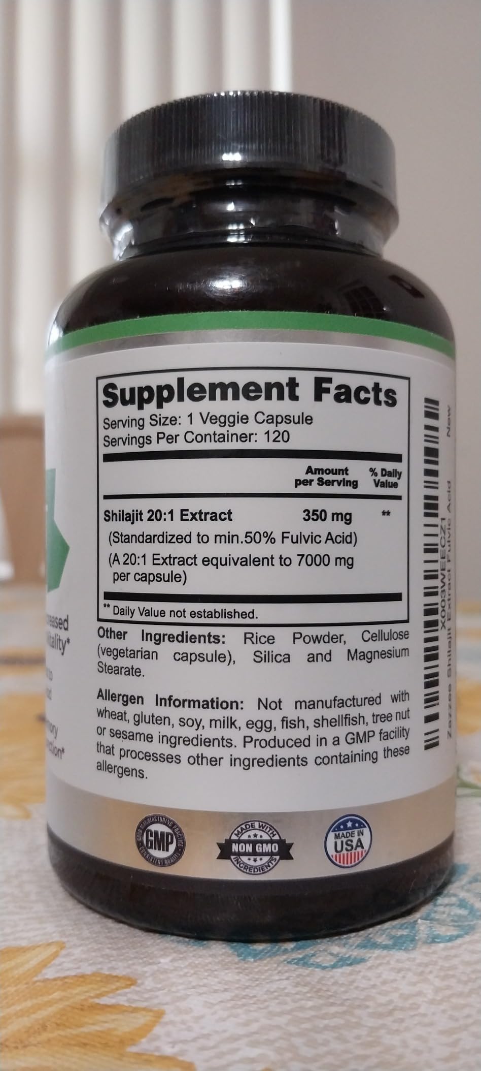 Zazzee 100% Pure Himalayan Shilajit 20:1 Extract, 50% Fulvic Acid, 120 Vegan Capsules, 4 Month Supply, Rich in Trace Mineral, 20X Potency, Energy & Vitality Support, Non-GMO, Made in the USA customer photo 2