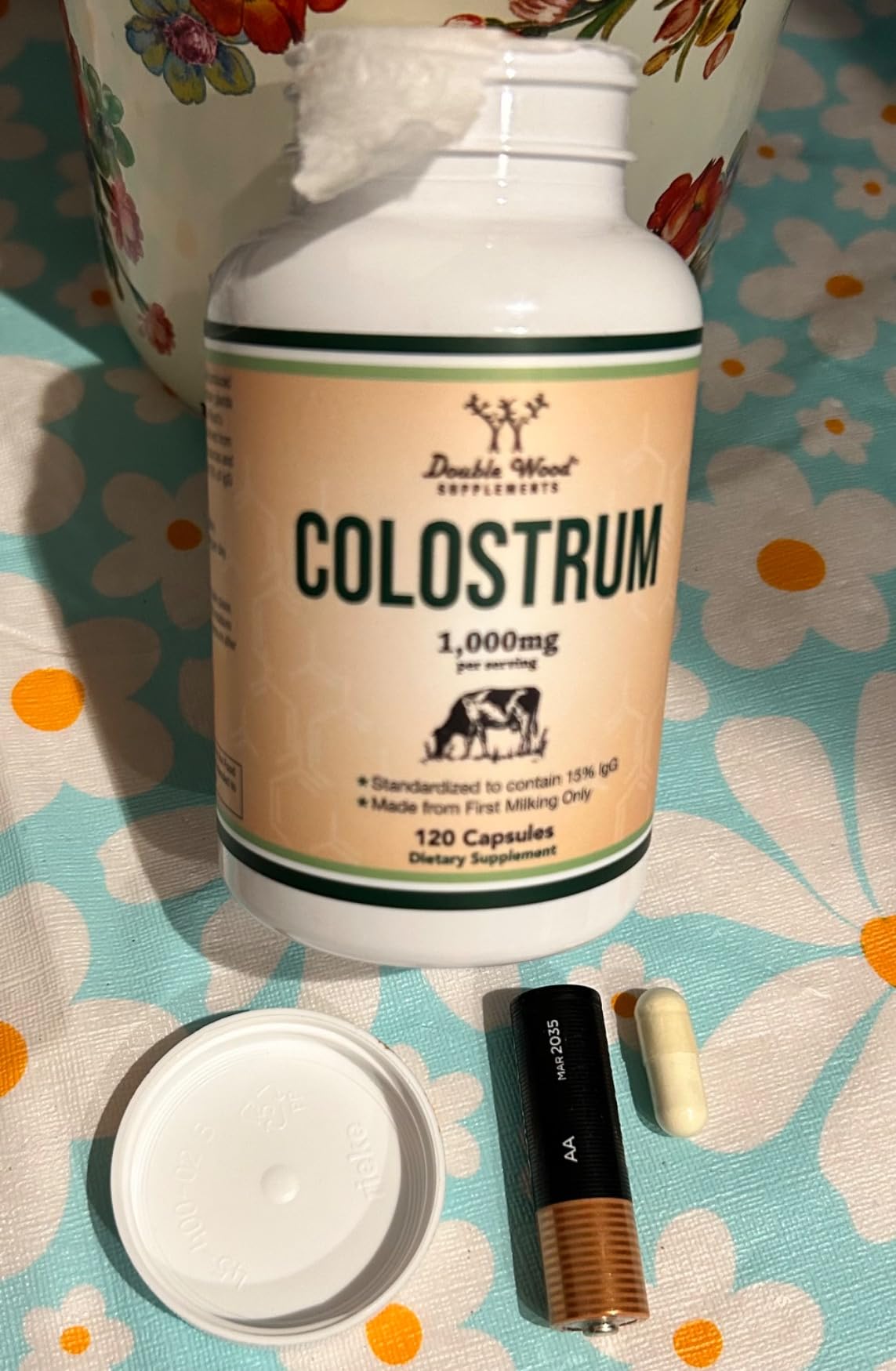Colostrum Supplement 120 Capsules, 1,000mg per Serving (Bovine Colostrum Powder from First Milking Only, Std. to Contain 15% IgG Immunoglobulins) No Fillers, Third Party Tested by Double Wood customer photo 2