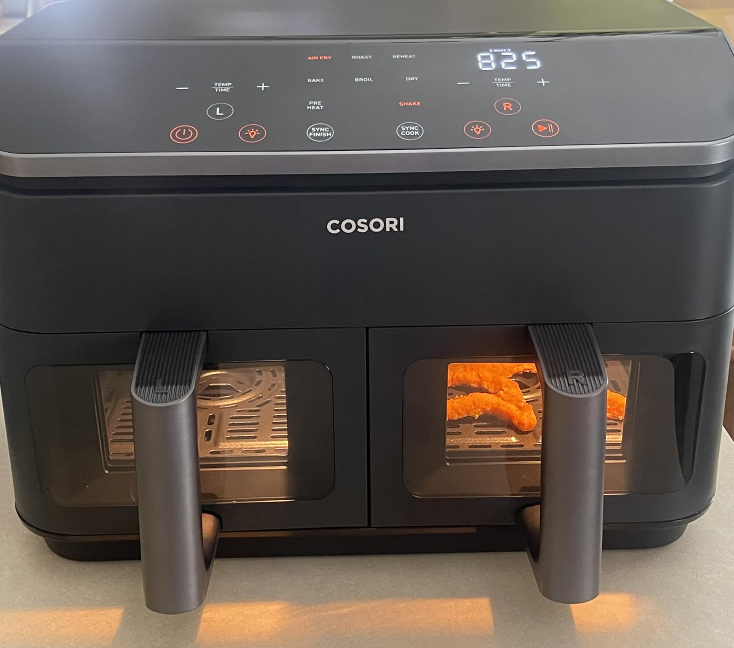 Cosori Dual Air Fryer 9Qt - 10-in-1, Double Baskets, Sync Cook & Finish to Bake, Roast, Reheat, Broil & 130 Recipes, Dishwasher Safe customer photo 1