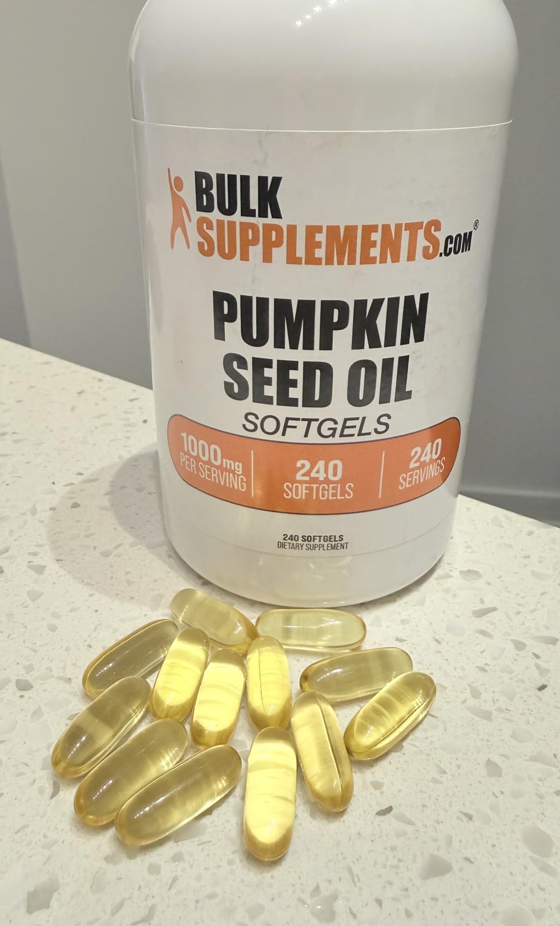 BulkSupplements.com Pumpkin Seed Oil Softgels - Pumpkin Seed Oil Supplement, Herbal Supplement - Gluten Free, 1 Softgel per Serving, 240 Count (Pack of 1) customer photo 1