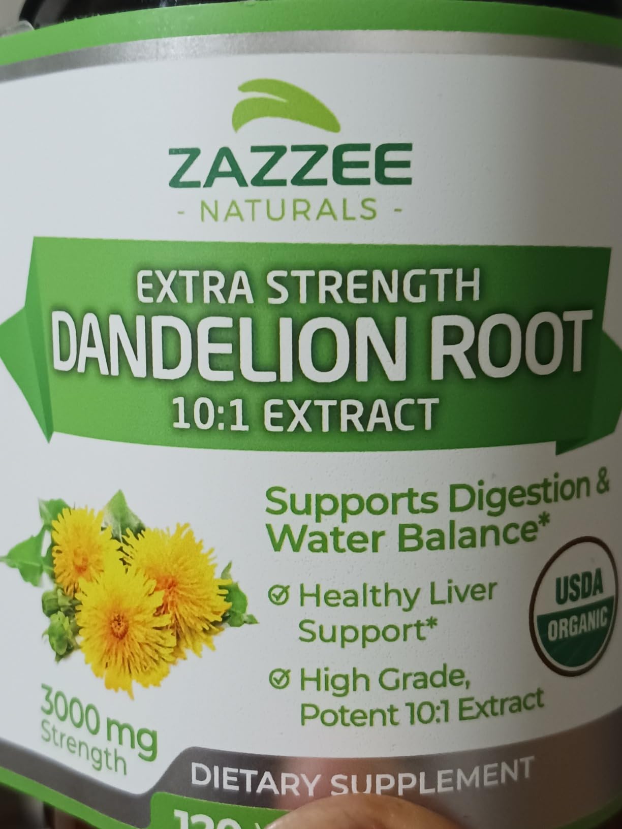 Zazzee USDA Organic Dandelion Root 10:1 Extract, 120 Capsules, 4 Month Supply, Liver & Detox Support, Taraxacum Officinale, Organic Herbal Supplement, All-Natural, Non-GMO, Made in the USA customer photo 2