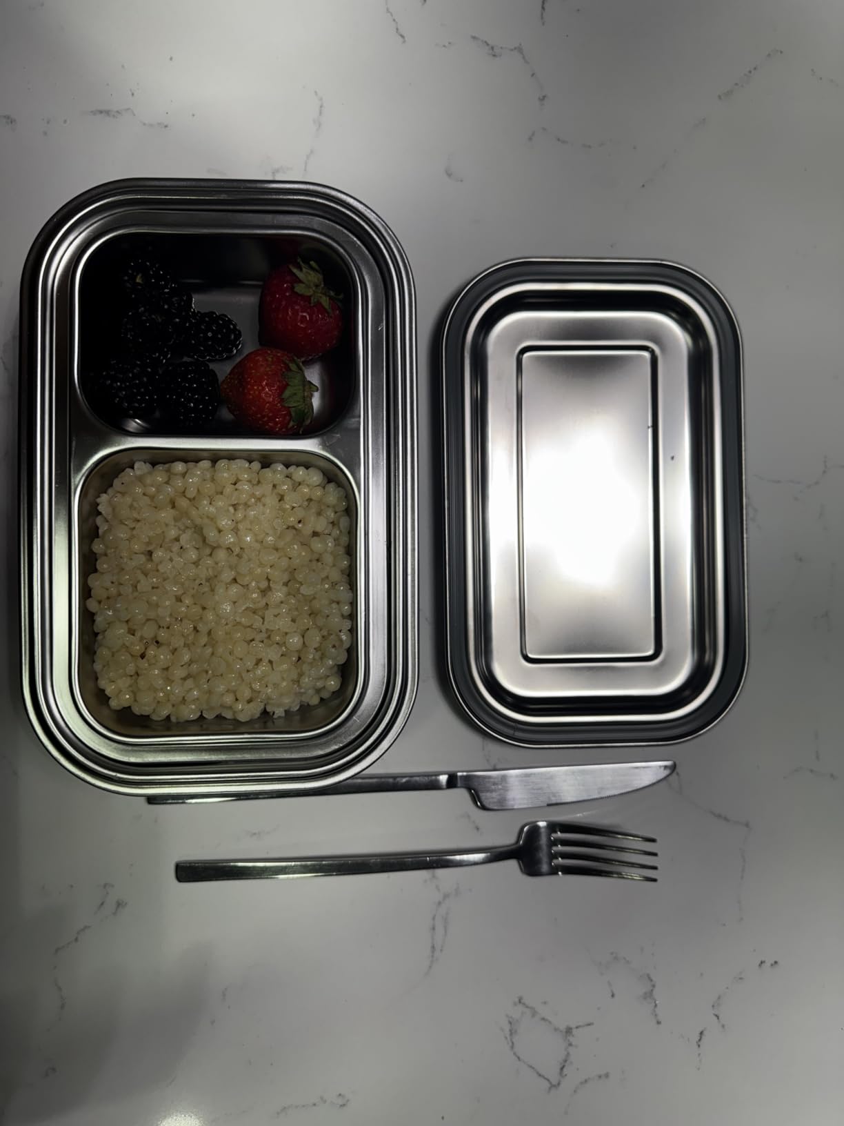 GreenLunch 2-Piece Stainless Steel Bento Box for Adults & Teens | Large 6-Cup BPA-Free Lunch Box with Removable Compartments & Snap Locks | Office, Meal Prep & Travel customer photo 1