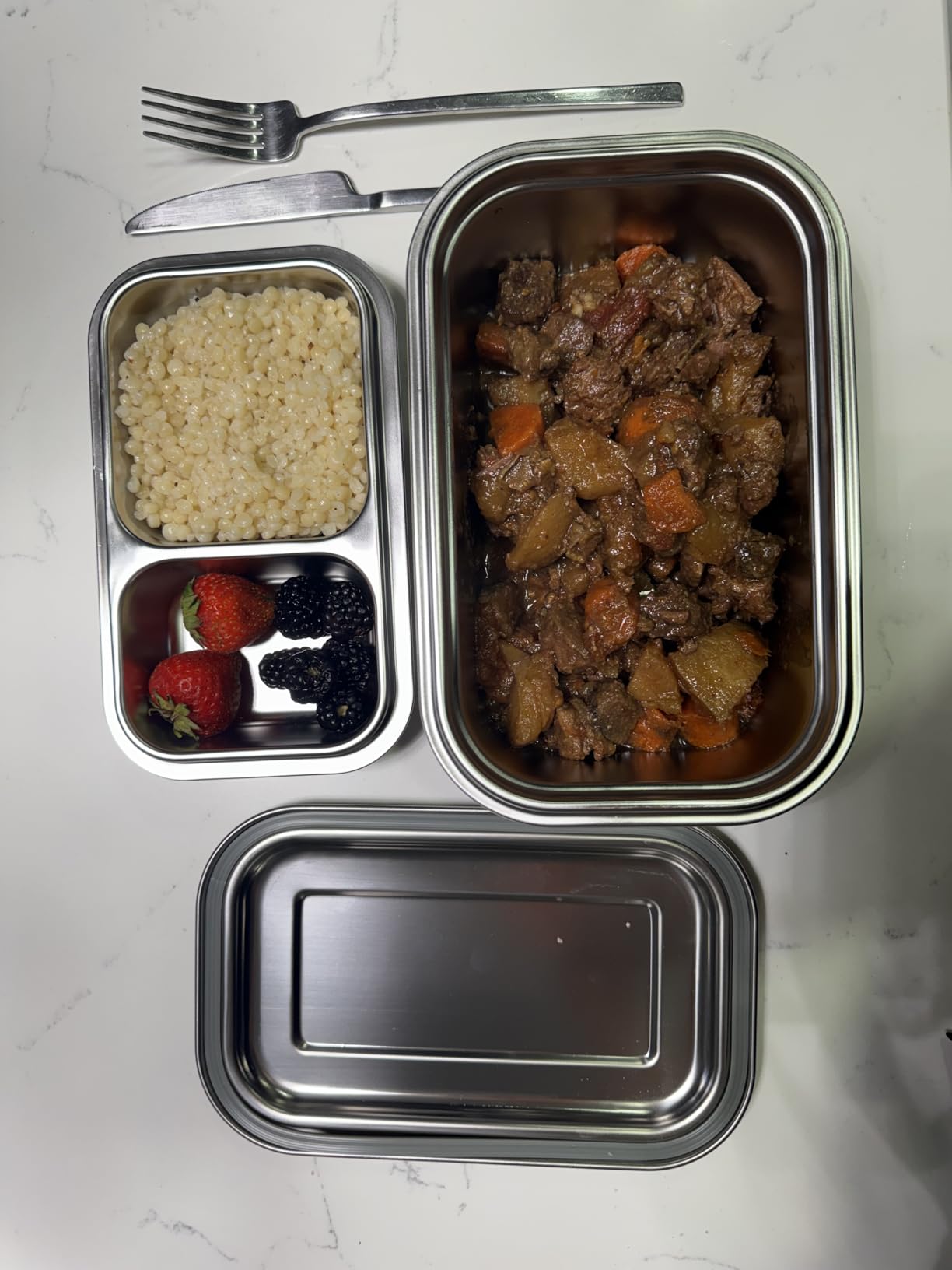 GreenLunch 2-Piece Stainless Steel Bento Box for Adults & Teens | Large 6-Cup BPA-Free Lunch Box with Removable Compartments & Snap Locks | Office, Meal Prep & Travel customer photo 2